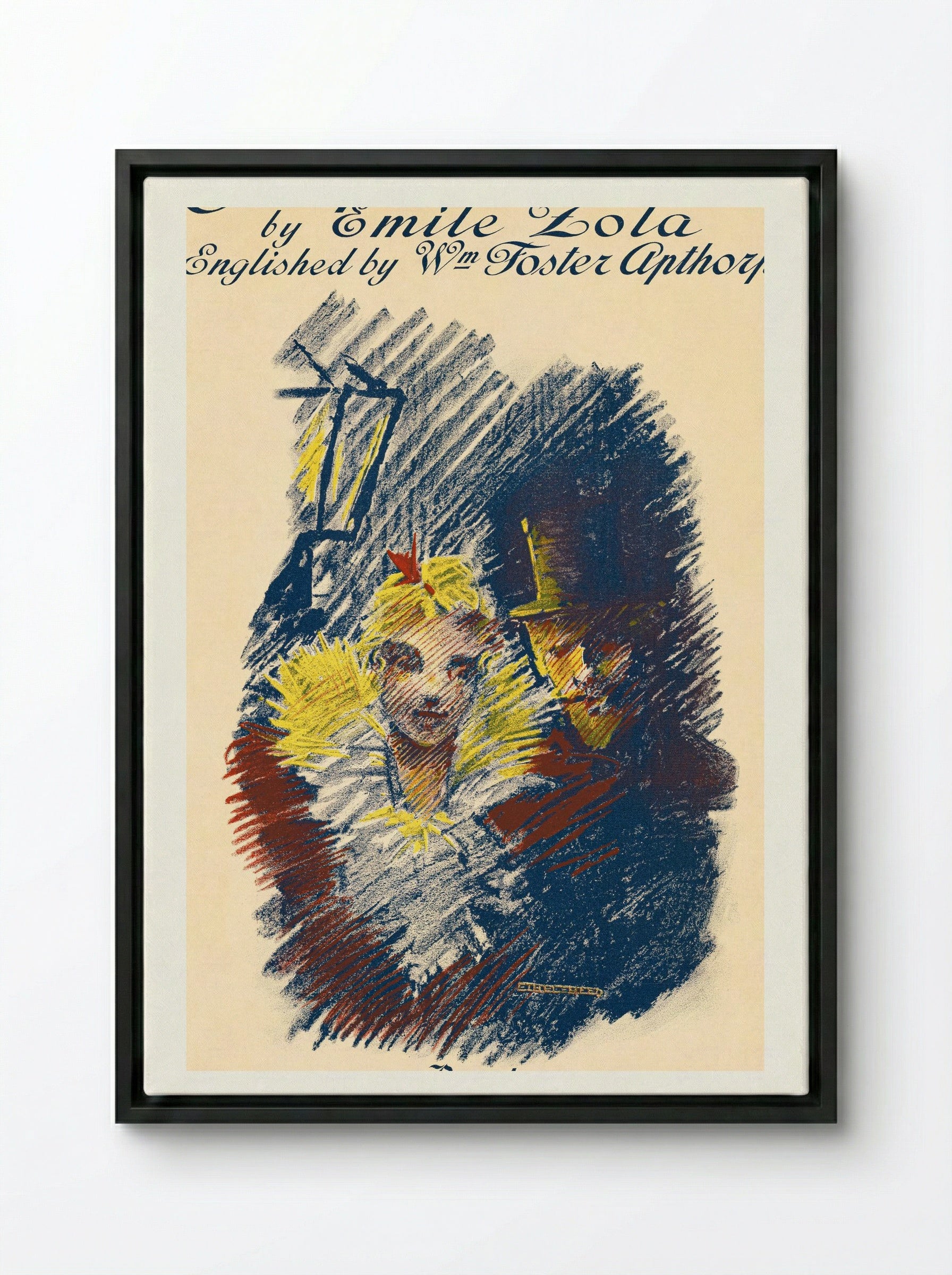 Jacques Damour by Emile Zola - Ethel Reed - Framed Canvas Black