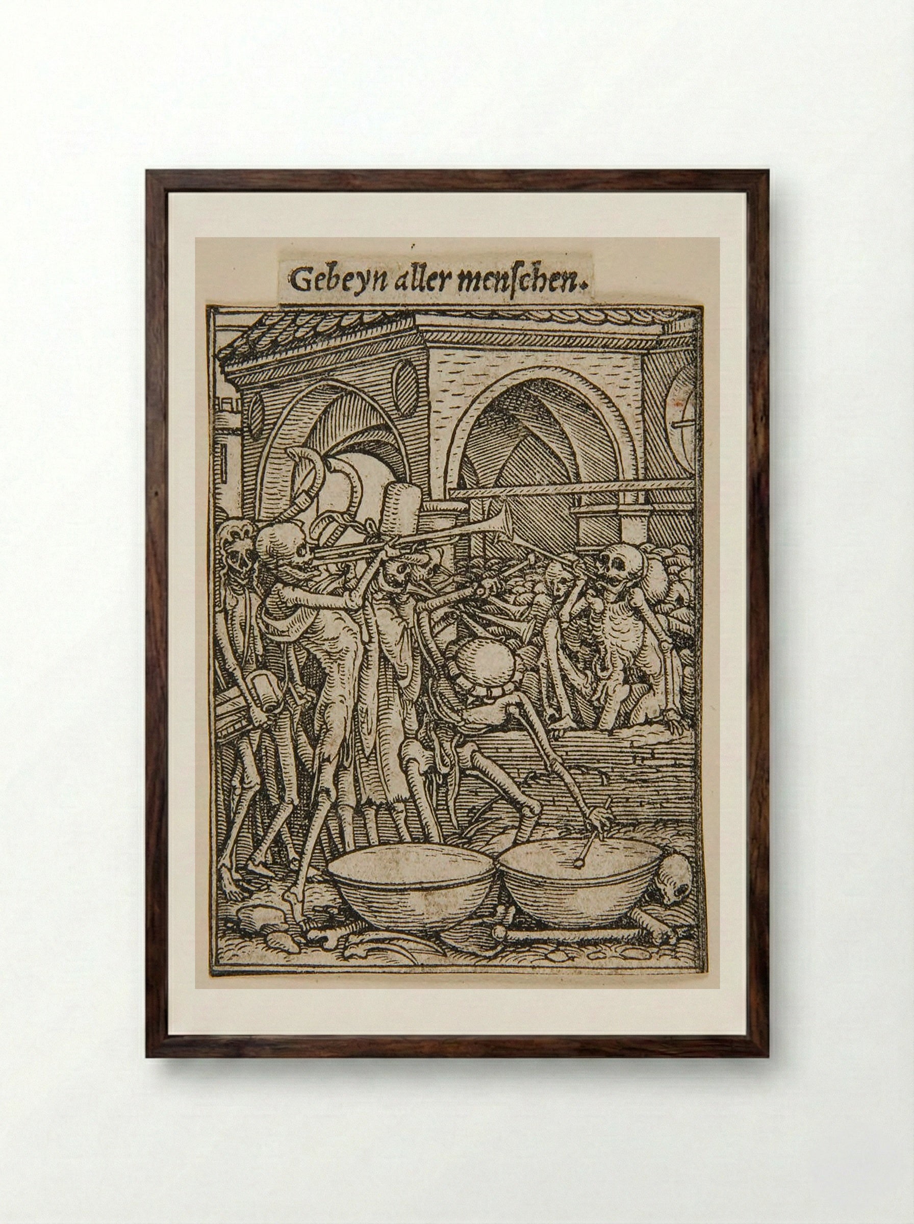 Bones of All Men - Hans Holbein the Younger - Framed Print Dark Wood
