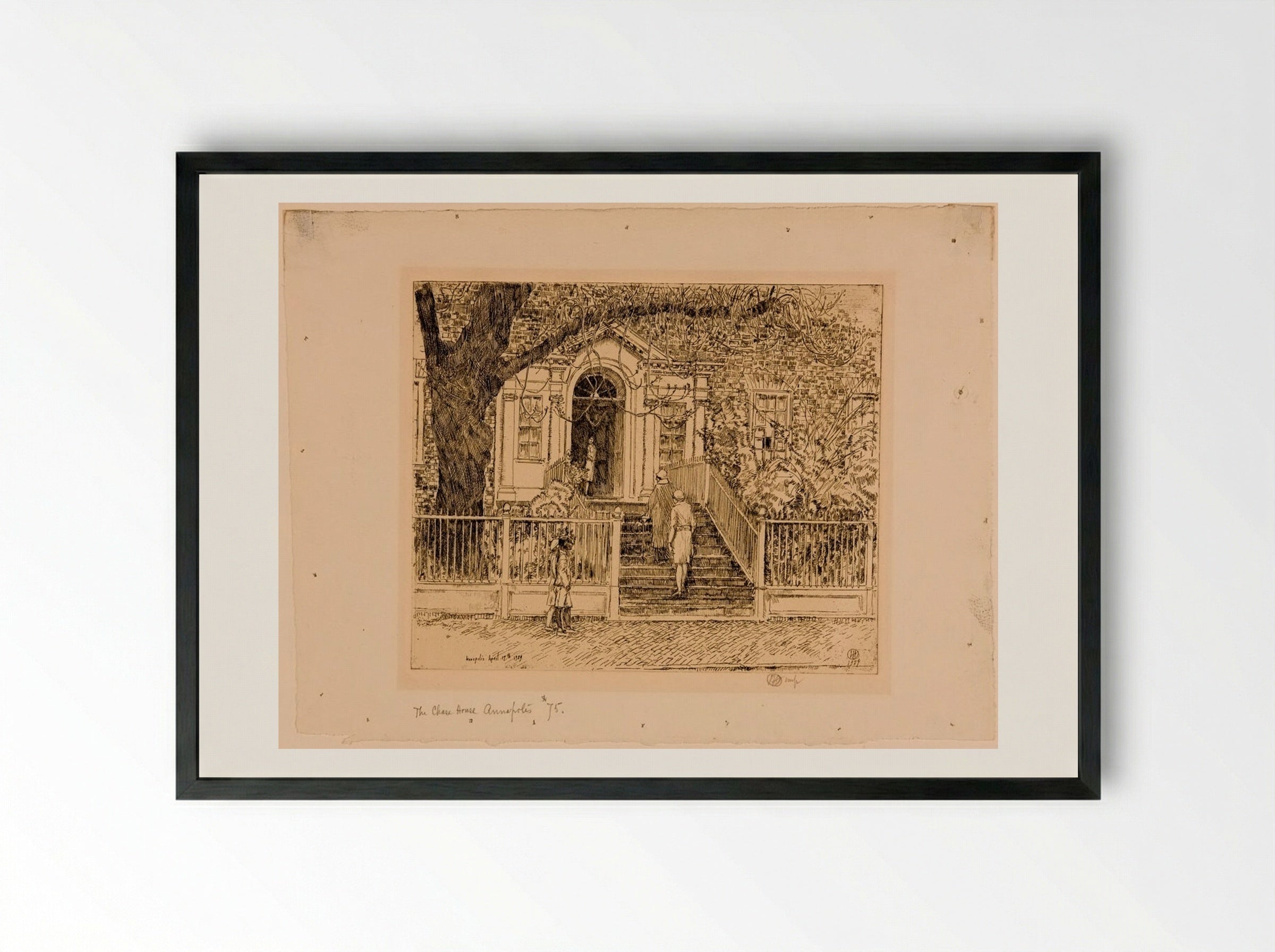 The Chase House, Annapolis - Childe Hassam - Framed Print Black