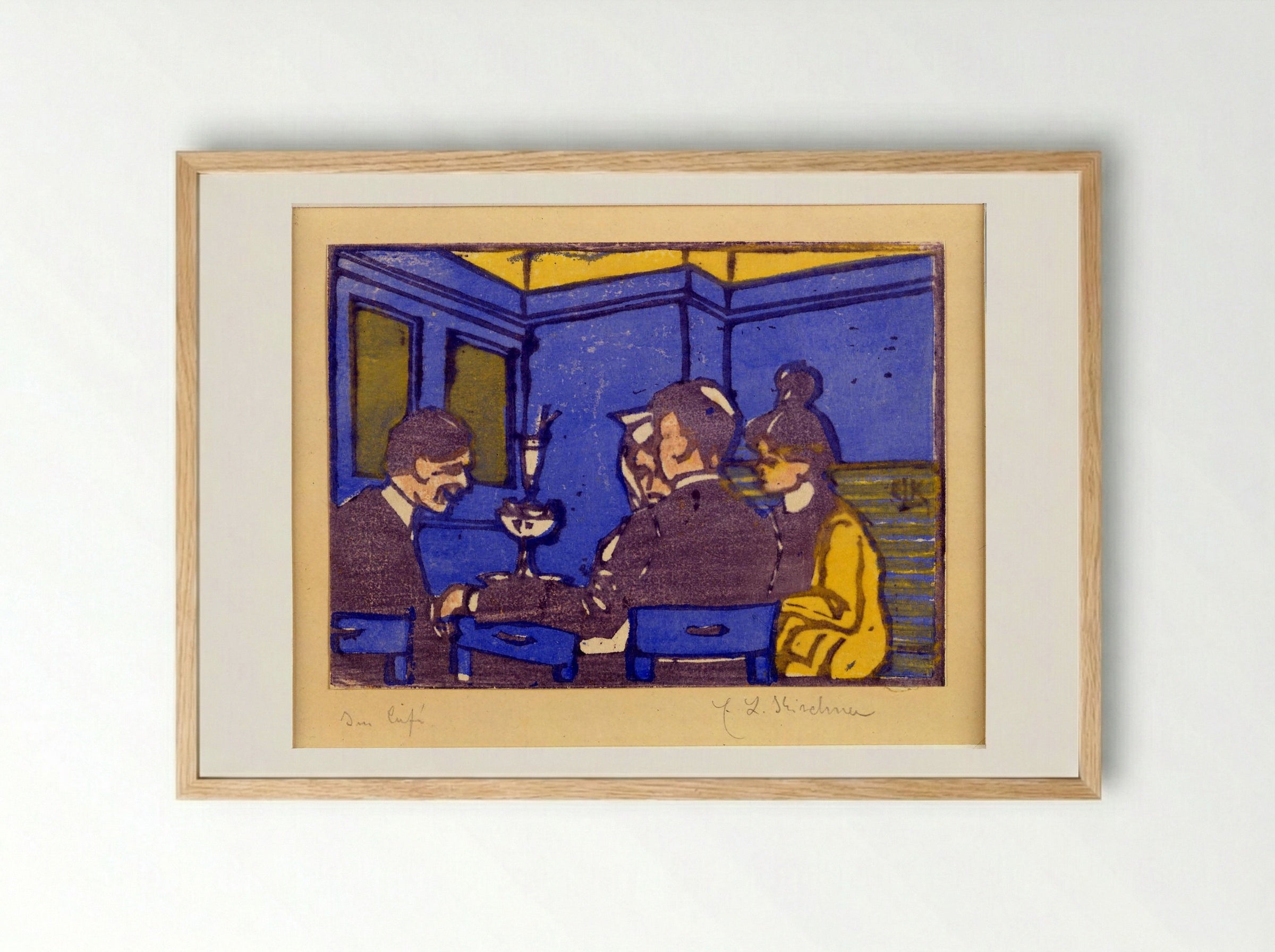 The Café - Ernst Ludwig Kirchner - Framed Print Wood