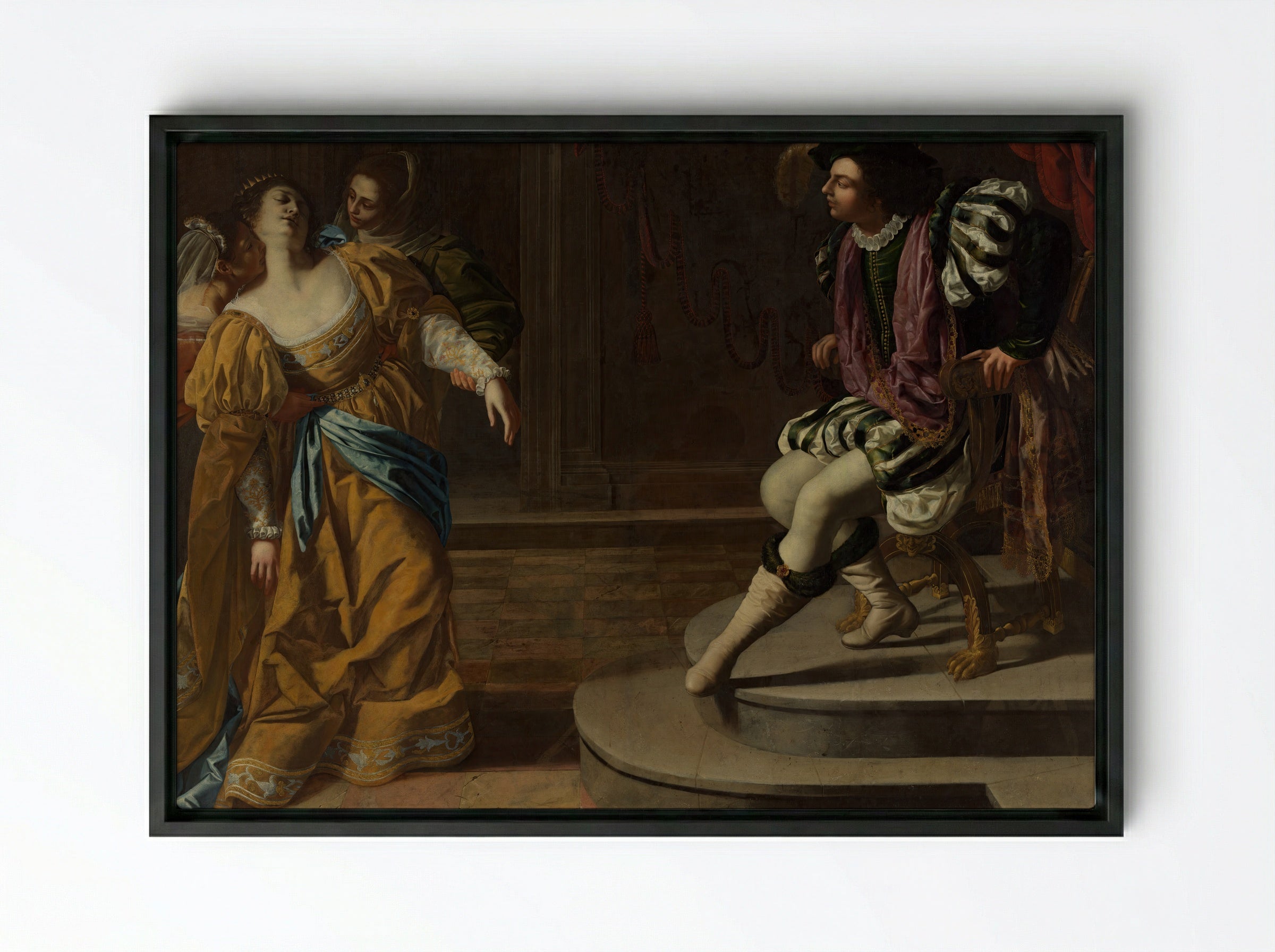 Esther before Ahasuerus - Artemisia Gentileschi - Framed Canvas Black