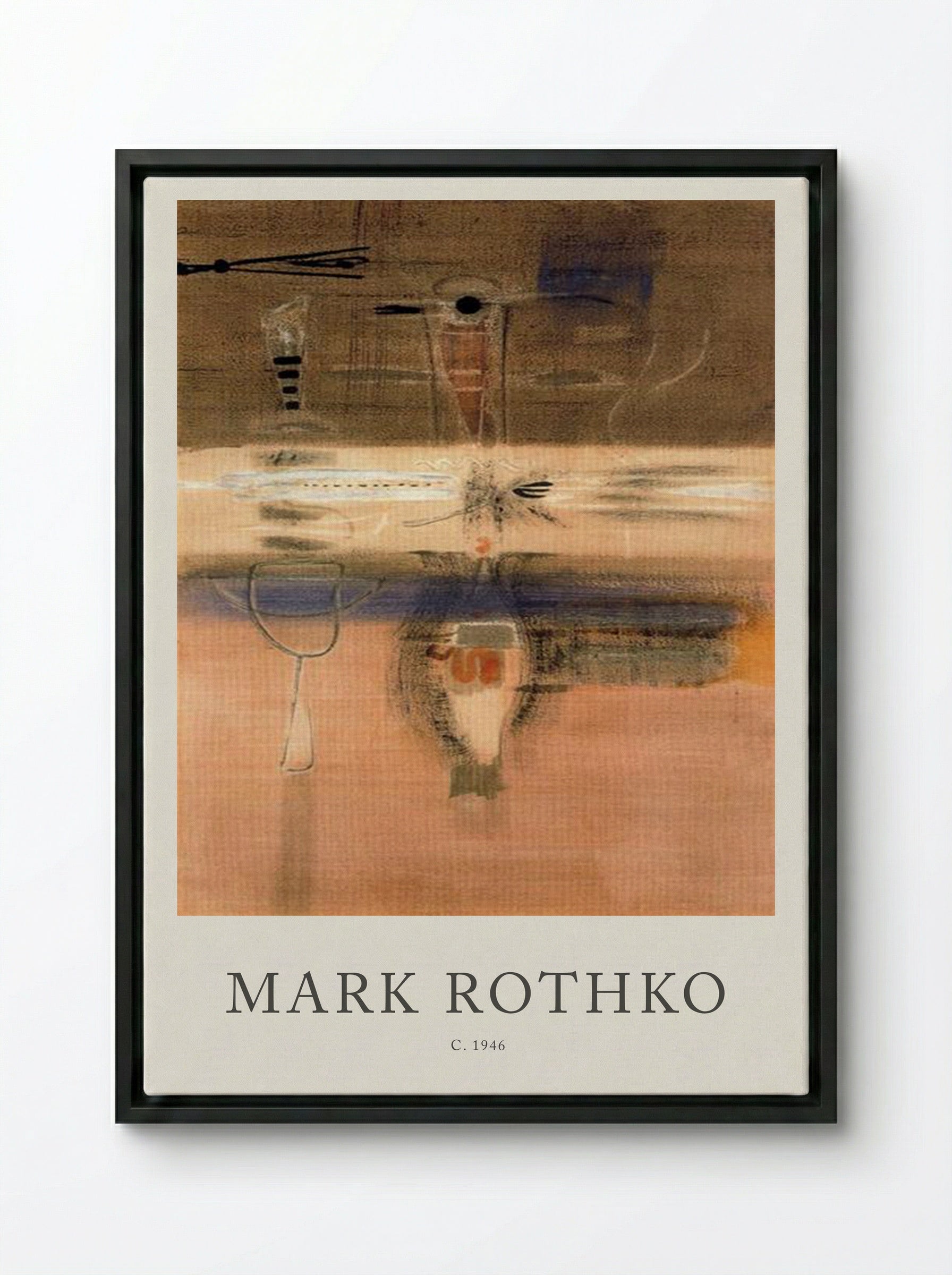 Untitled (Biomorphic Composition) - Mark Rothko - Framed Canvas Black