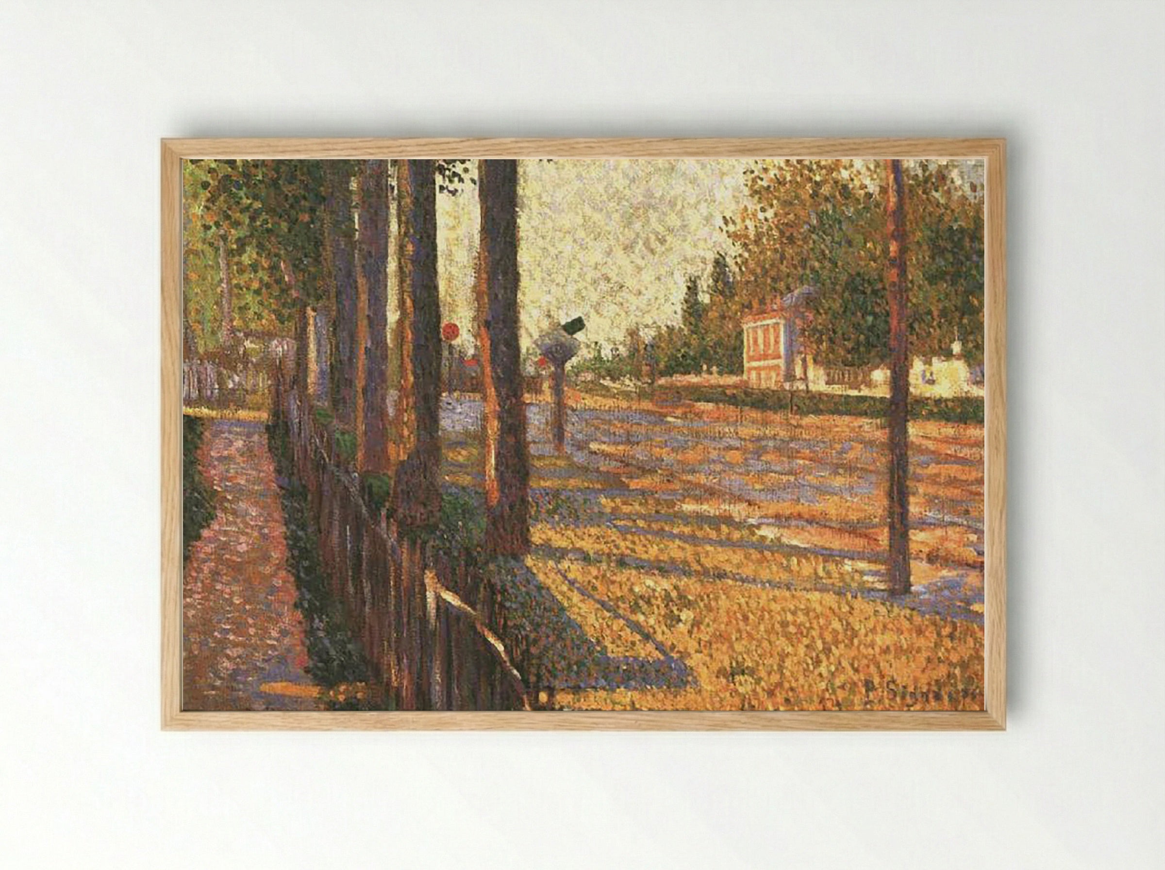 The Railway at Bois-Colombes - Paul Signac - Framed Print Wood