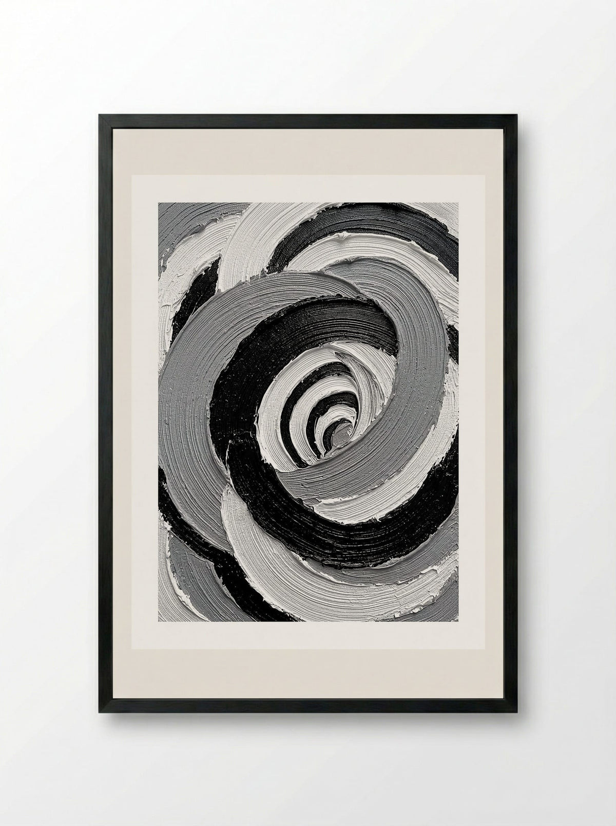 Monochrome Vortex Poster - Framed Print Black