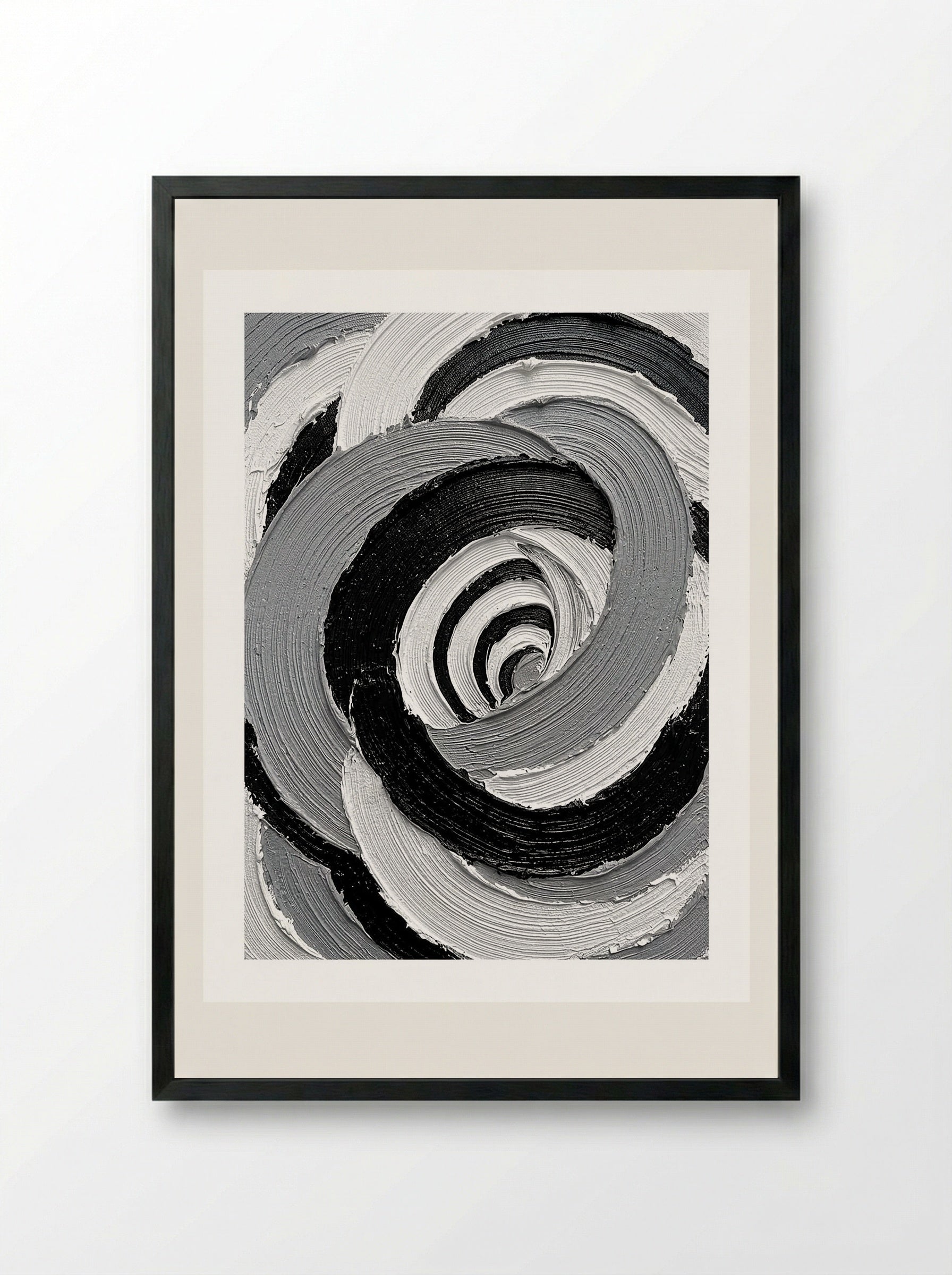 Monochrome Vortex Poster - Framed Print Black