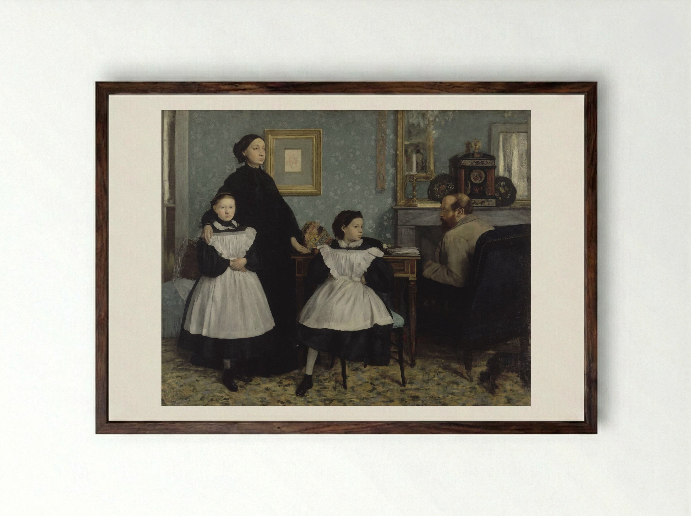 The Bellelli Family - Edgar Degas - Framed Print Dark Wood