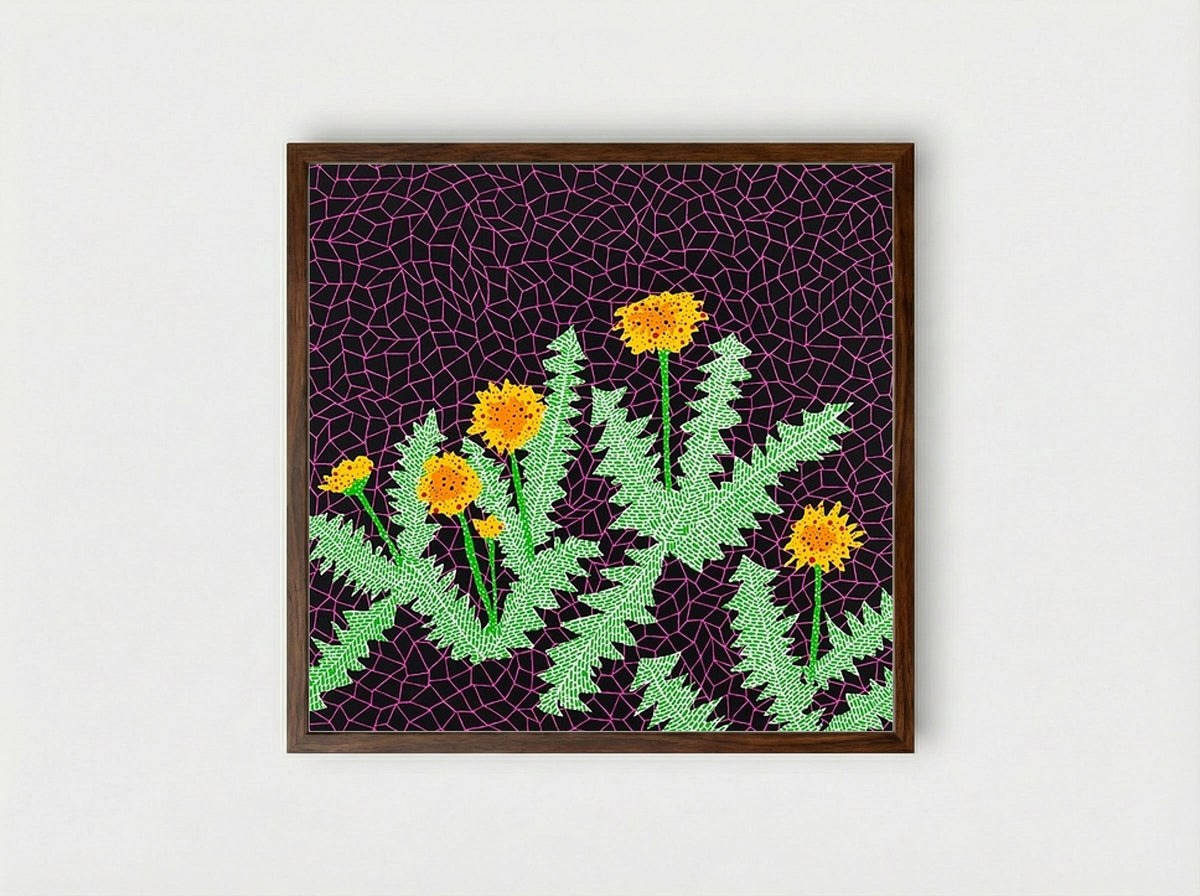 Dandelions - Yayoi Kusama - Framed Print Dark Wood
