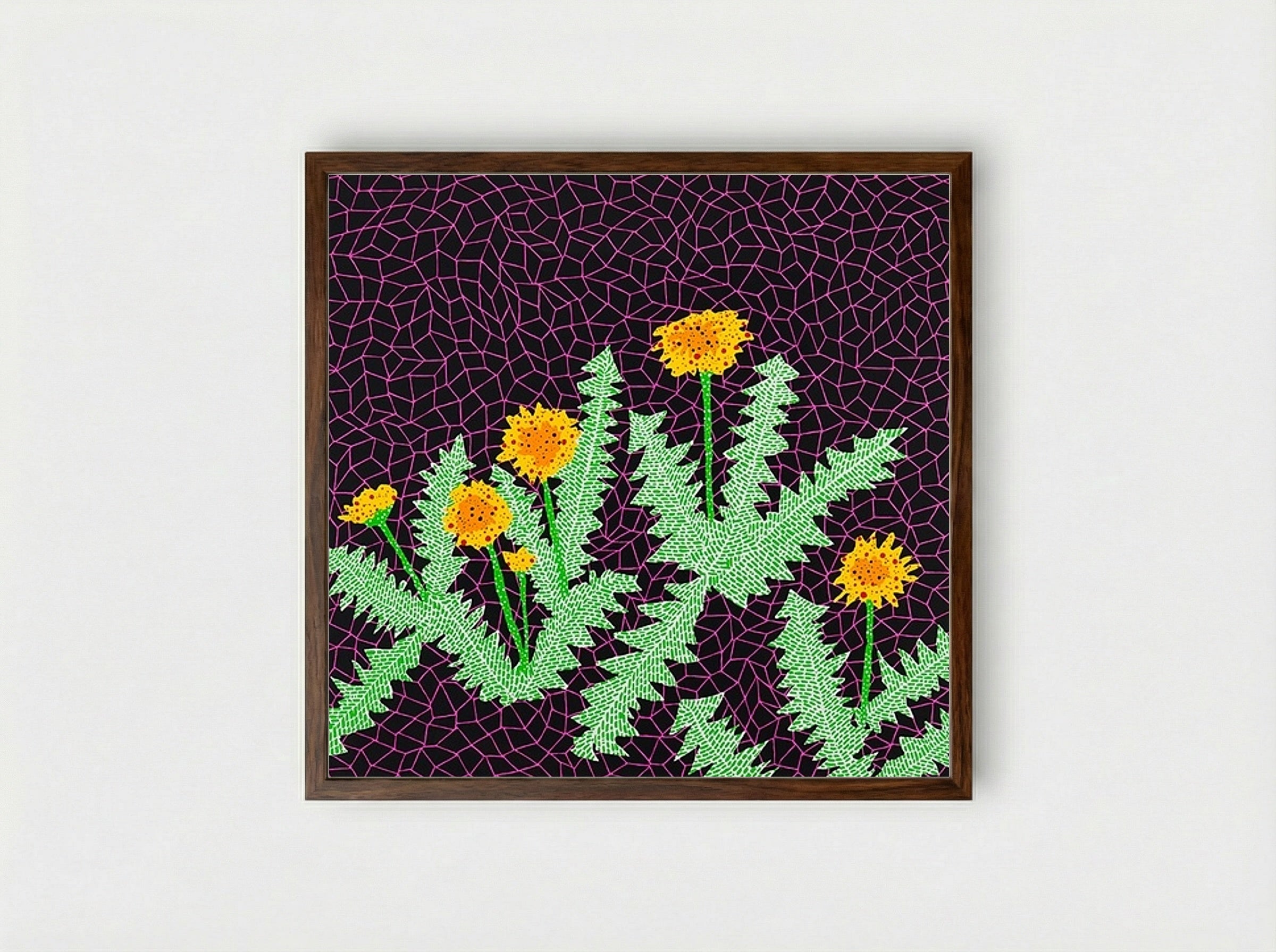 Dandelions - Yayoi Kusama - Framed Print Dark Wood
