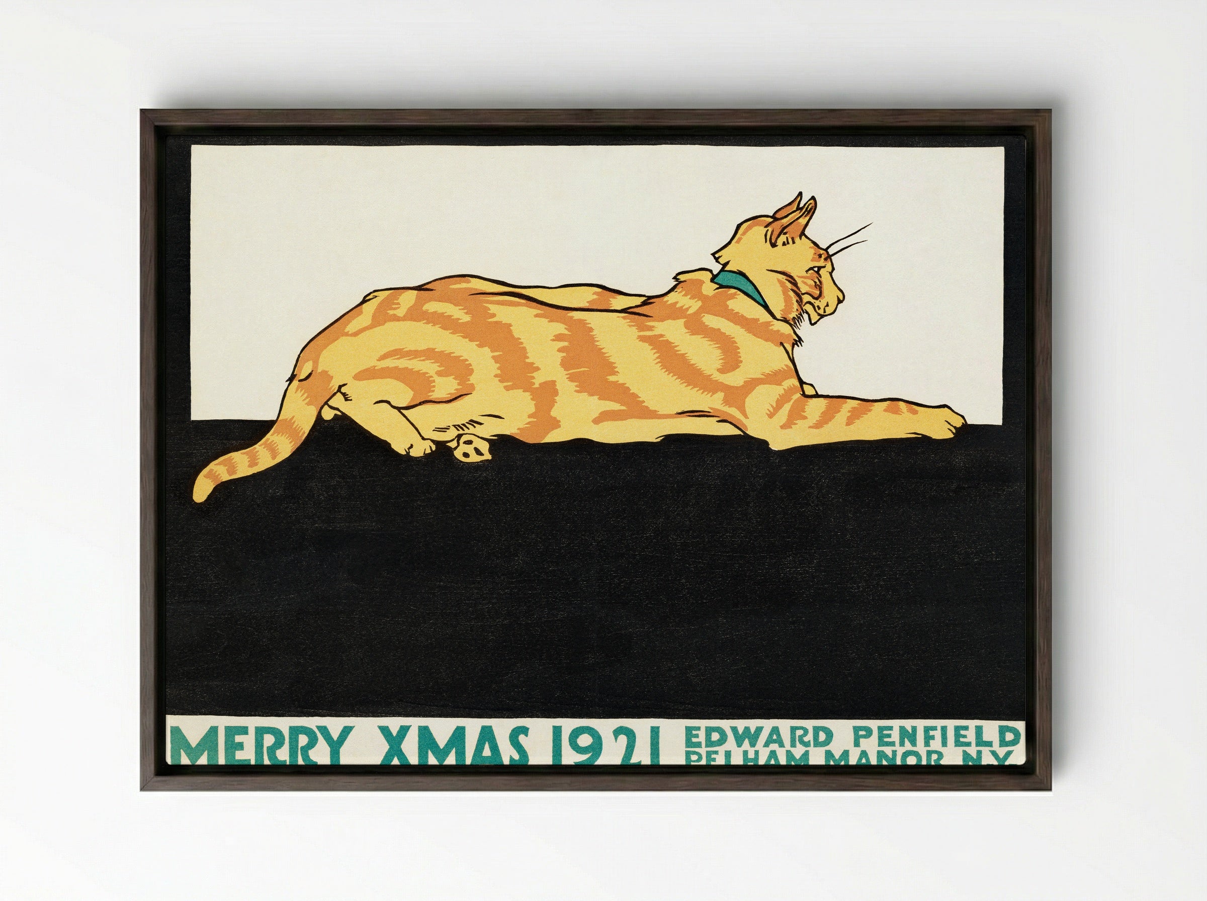 Merry Xmas 1921 - Edward Penfield - Framed Canvas Dark Wood