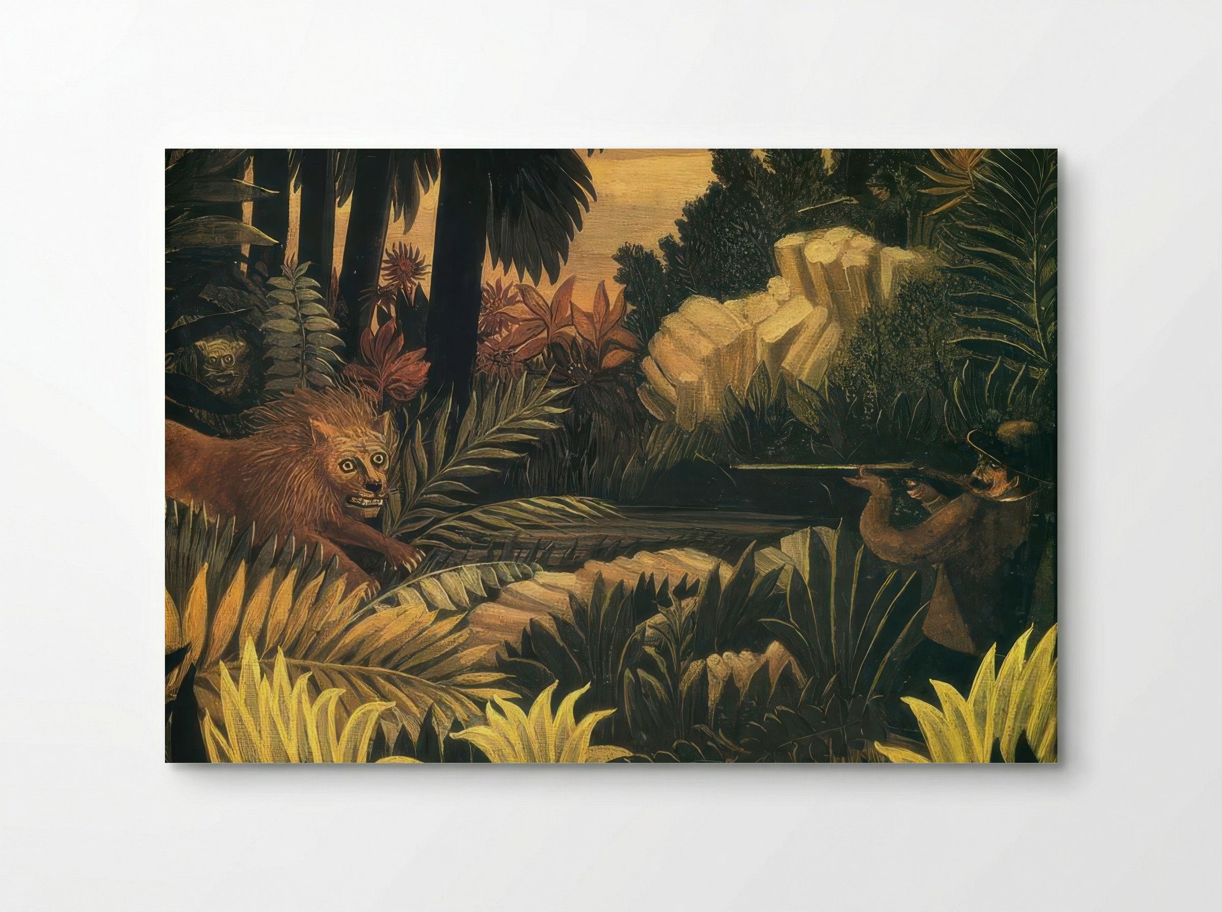 The Lion Hunter by Henri Rousseau – Naïve Art Jungle Adventure Print - Poster