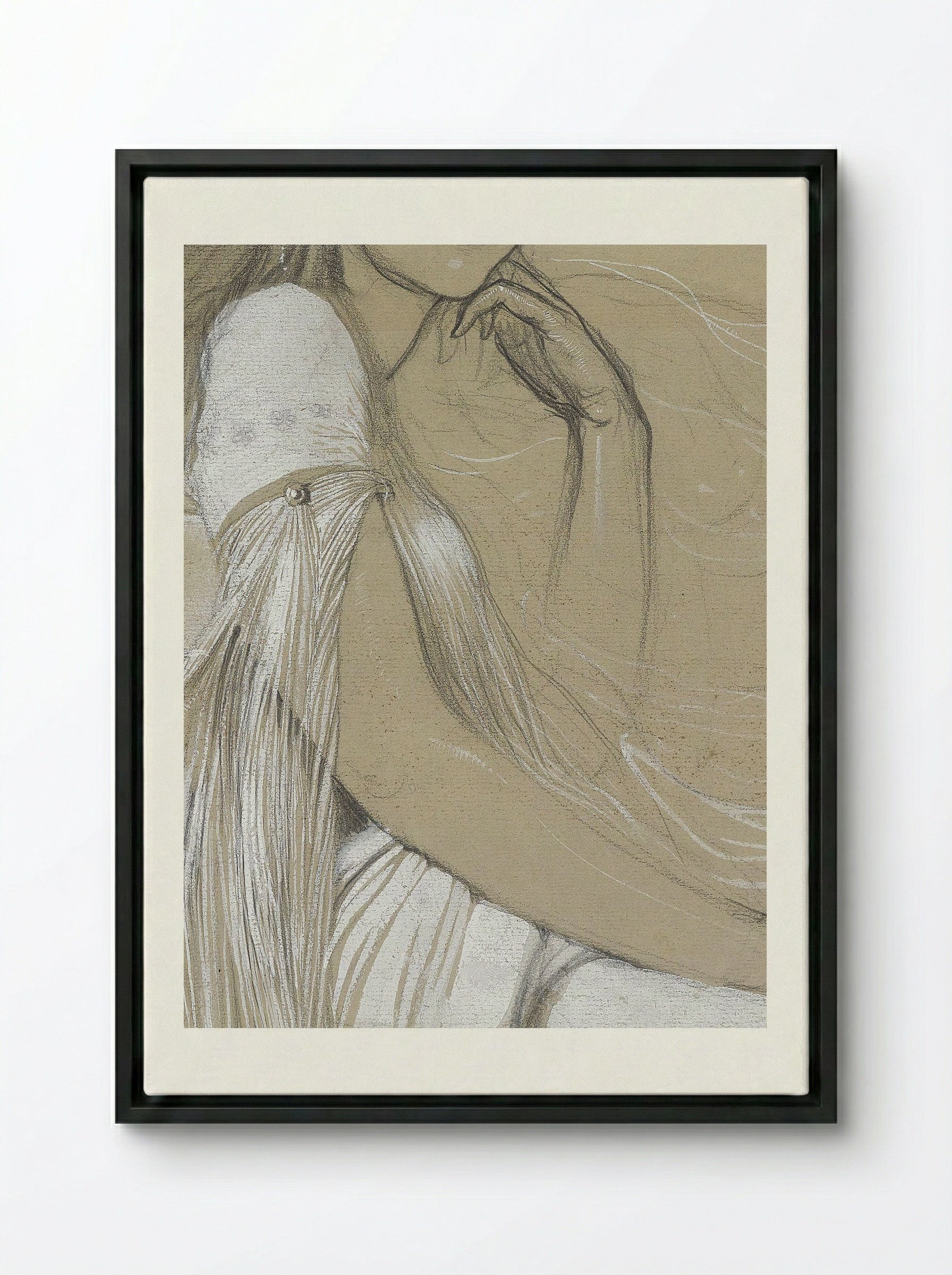 Study of Jaroslava Mucha, the Artist's Daughter - Alphonse Mucha - Framed Canvas Black