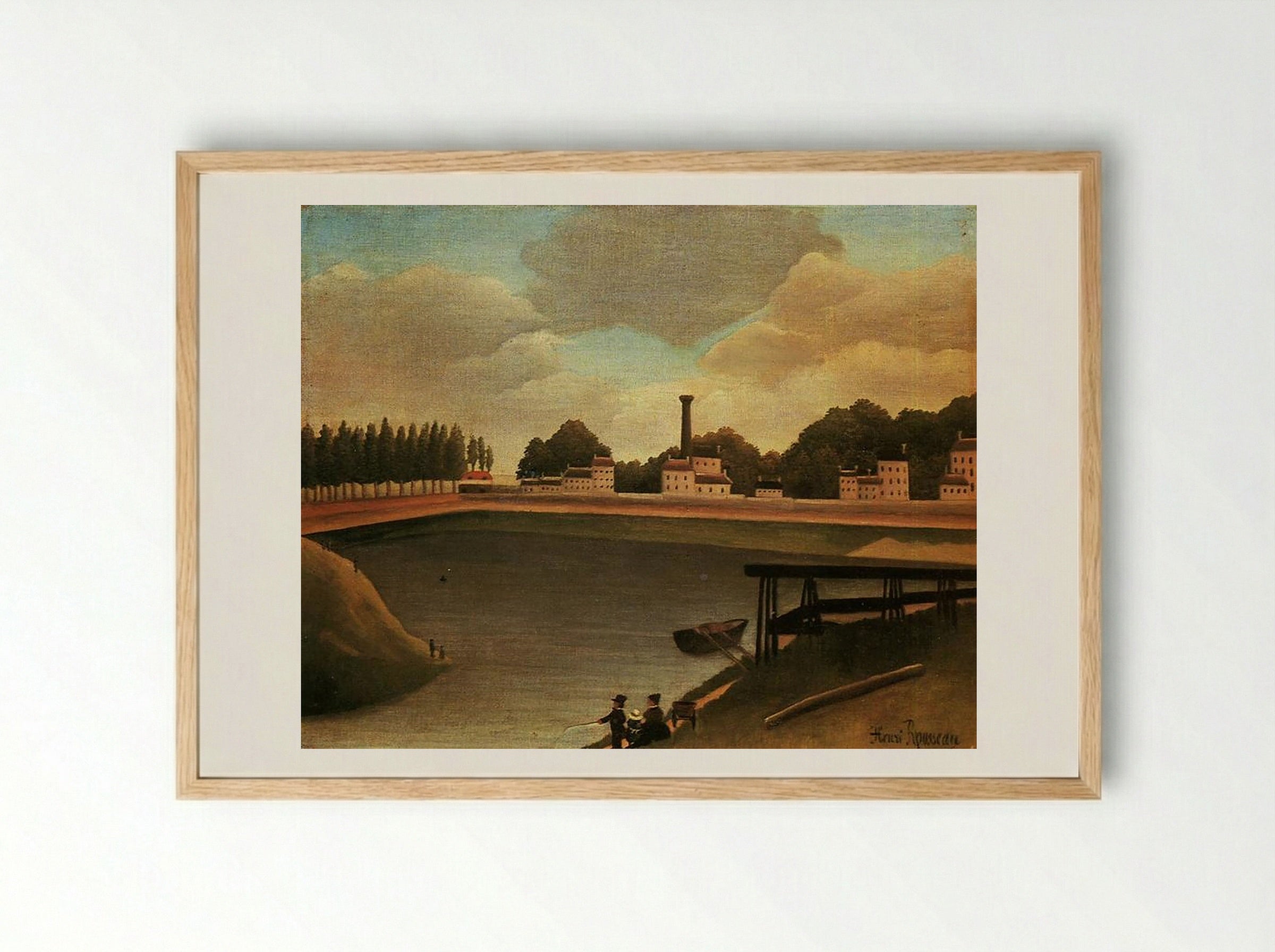 Family Fishing - Henri Rousseau - Framed Print Wood