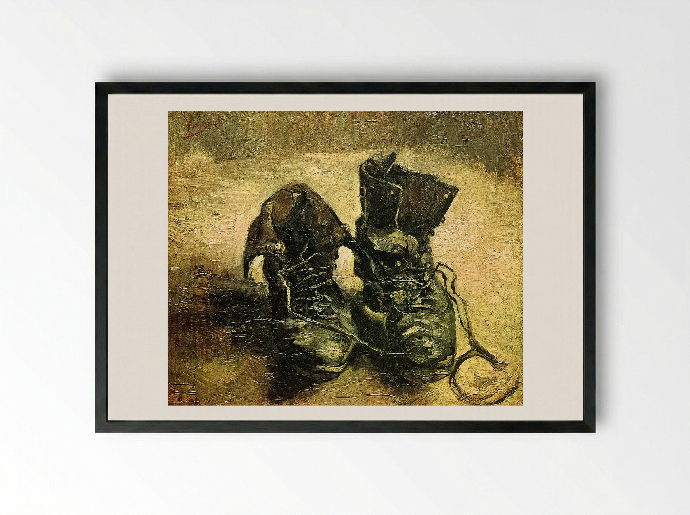 A Pair of Shoes - Vincent van Gogh - Framed Print Black