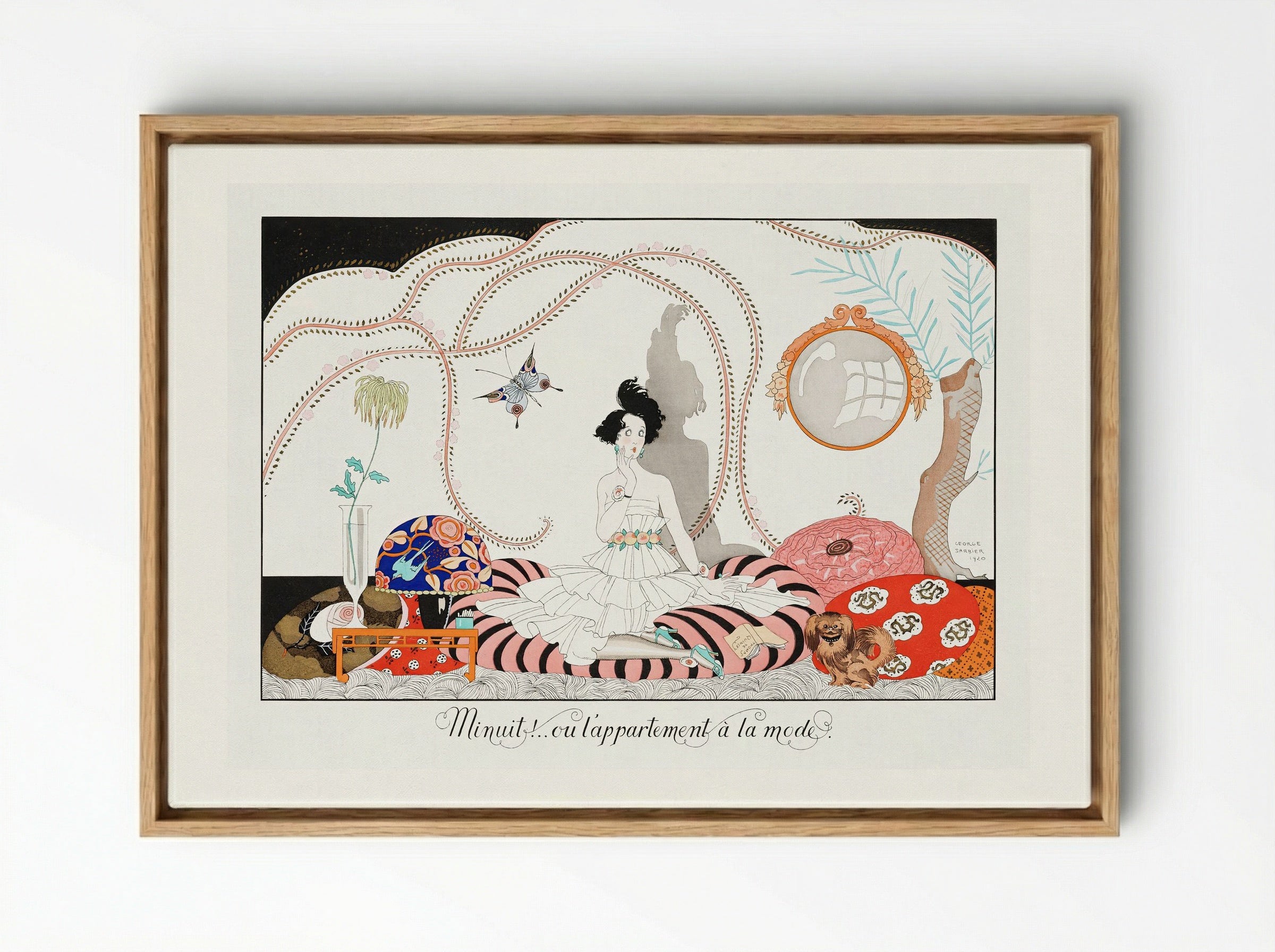 Minuit!...ou l'appartement a la mode. Plate no. 7 - George Barbier - Framed Canvas Wood