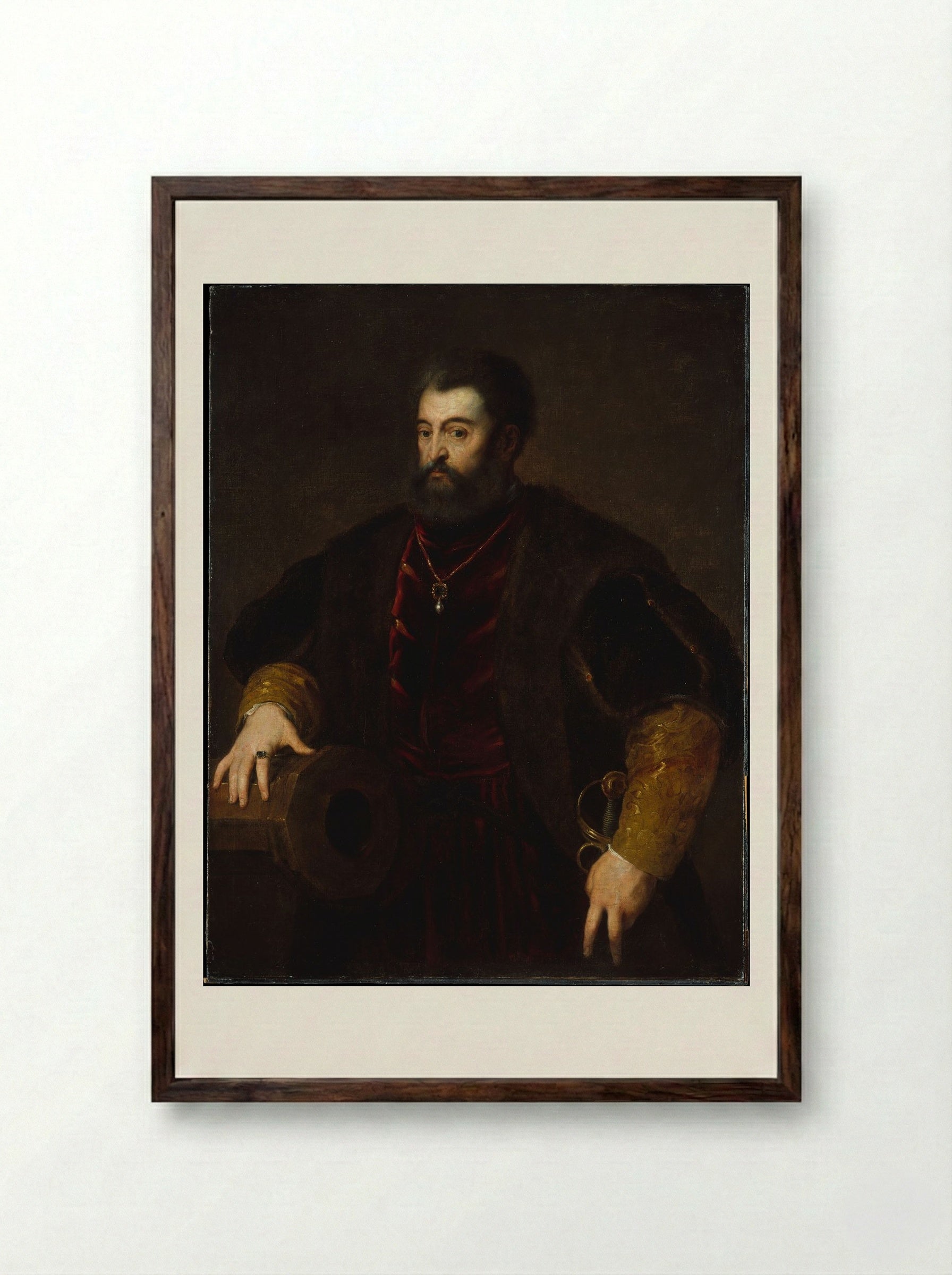 Alfonso d'Este (1486–1534), Duke of Ferrara - Titian - Framed Print Dark Wood