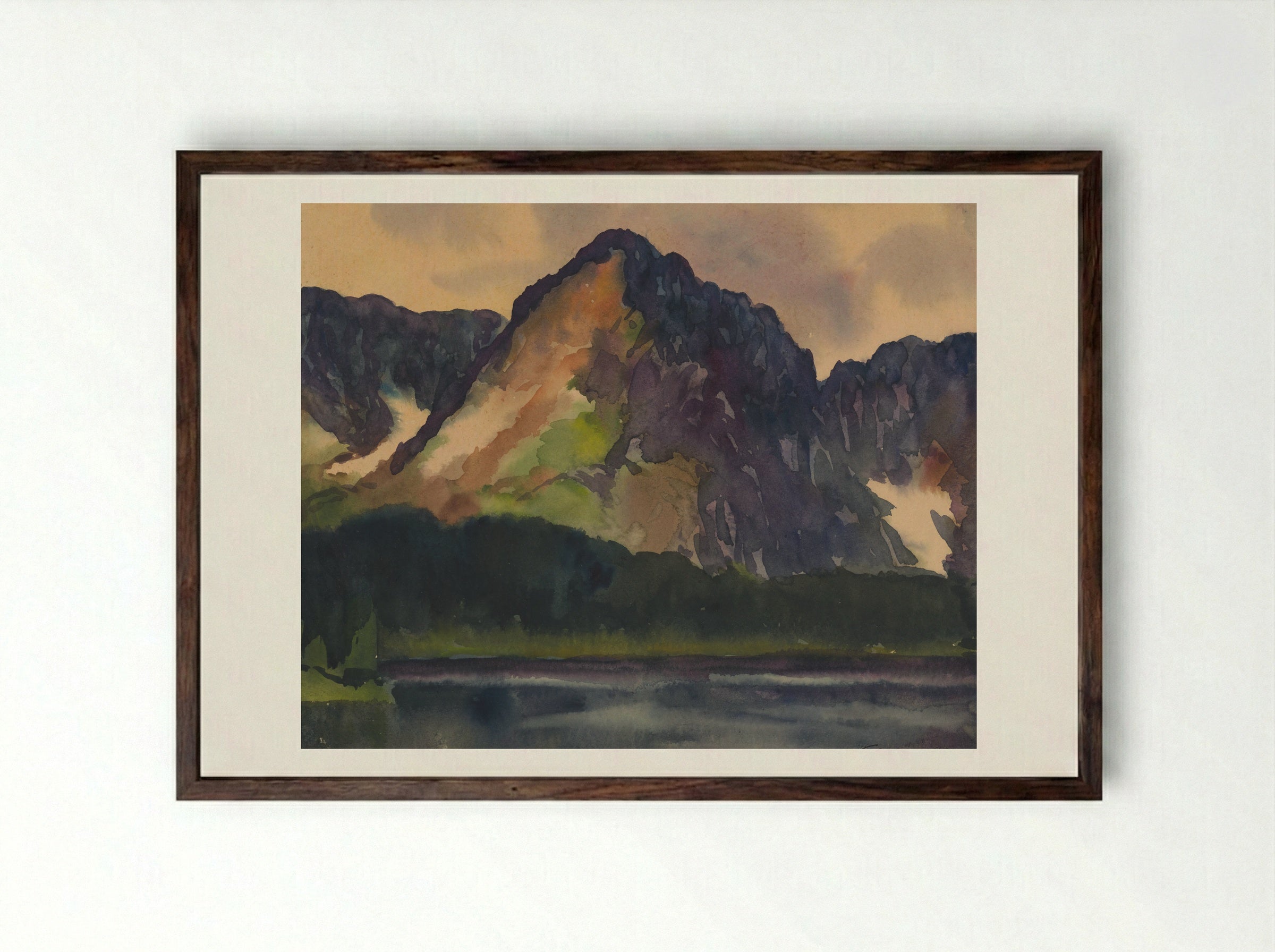 Rocky Hills Above River - Zolo Palugyay - Framed Print Dark Wood