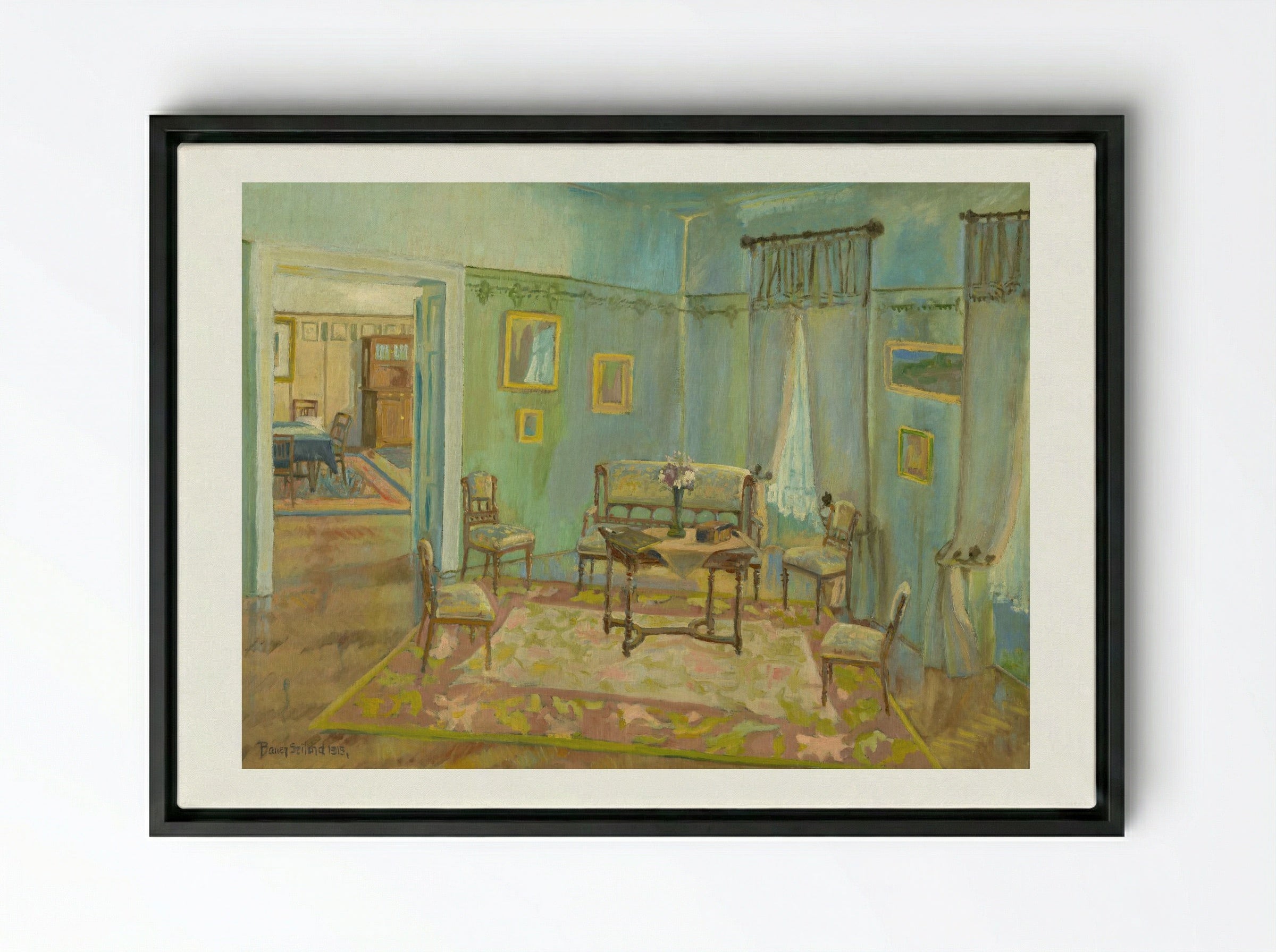 Room Interior - Konstantin Bauer - Framed Canvas Black