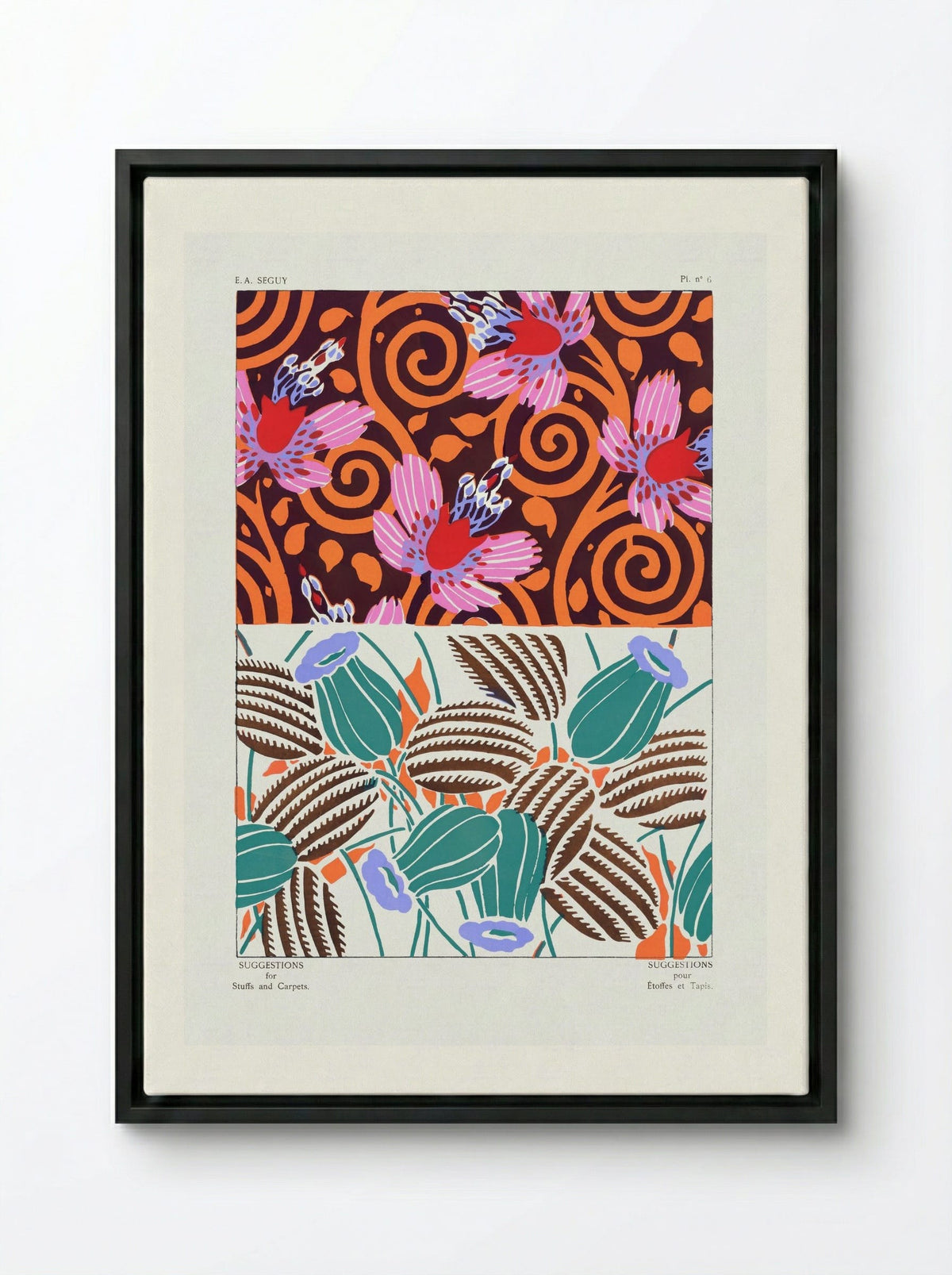 Suggestions for Stuffs and Carpets, Plate 6 - Émile-Allain Séguy - Framed Canvas Black