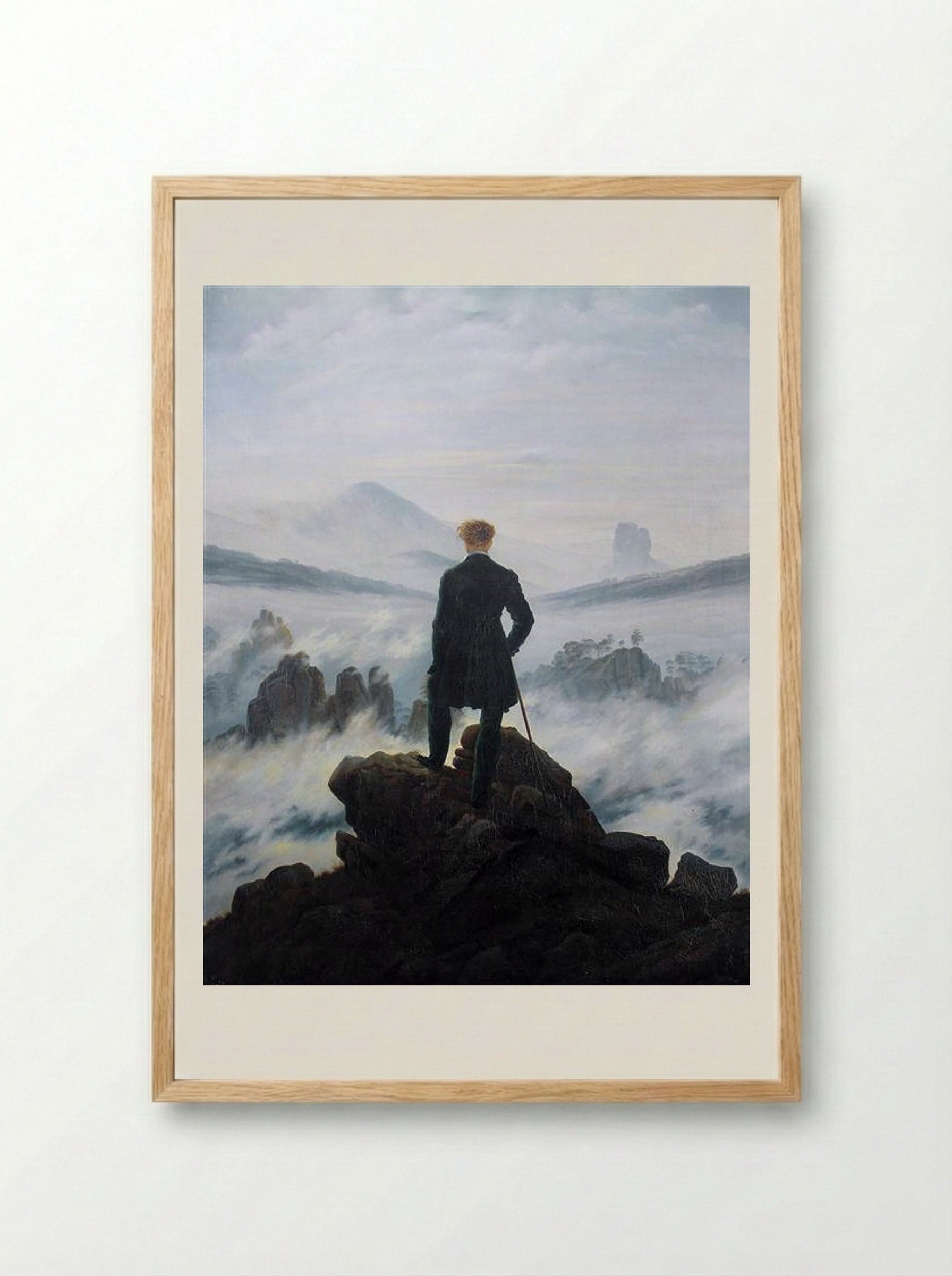 The Wanderer Above the Sea of Fog - Caspar David Friedrich - Framed Print Wood
