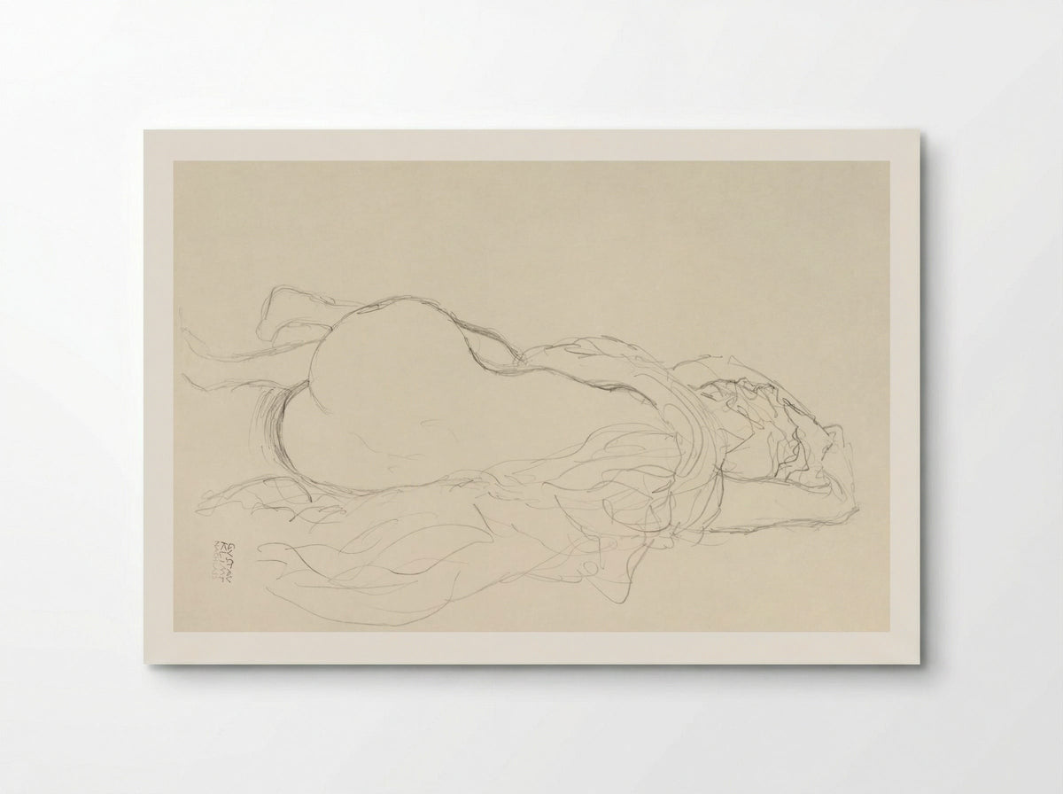 Reclining Nude with Drapery, Back View - Gustav Klimt - Poster