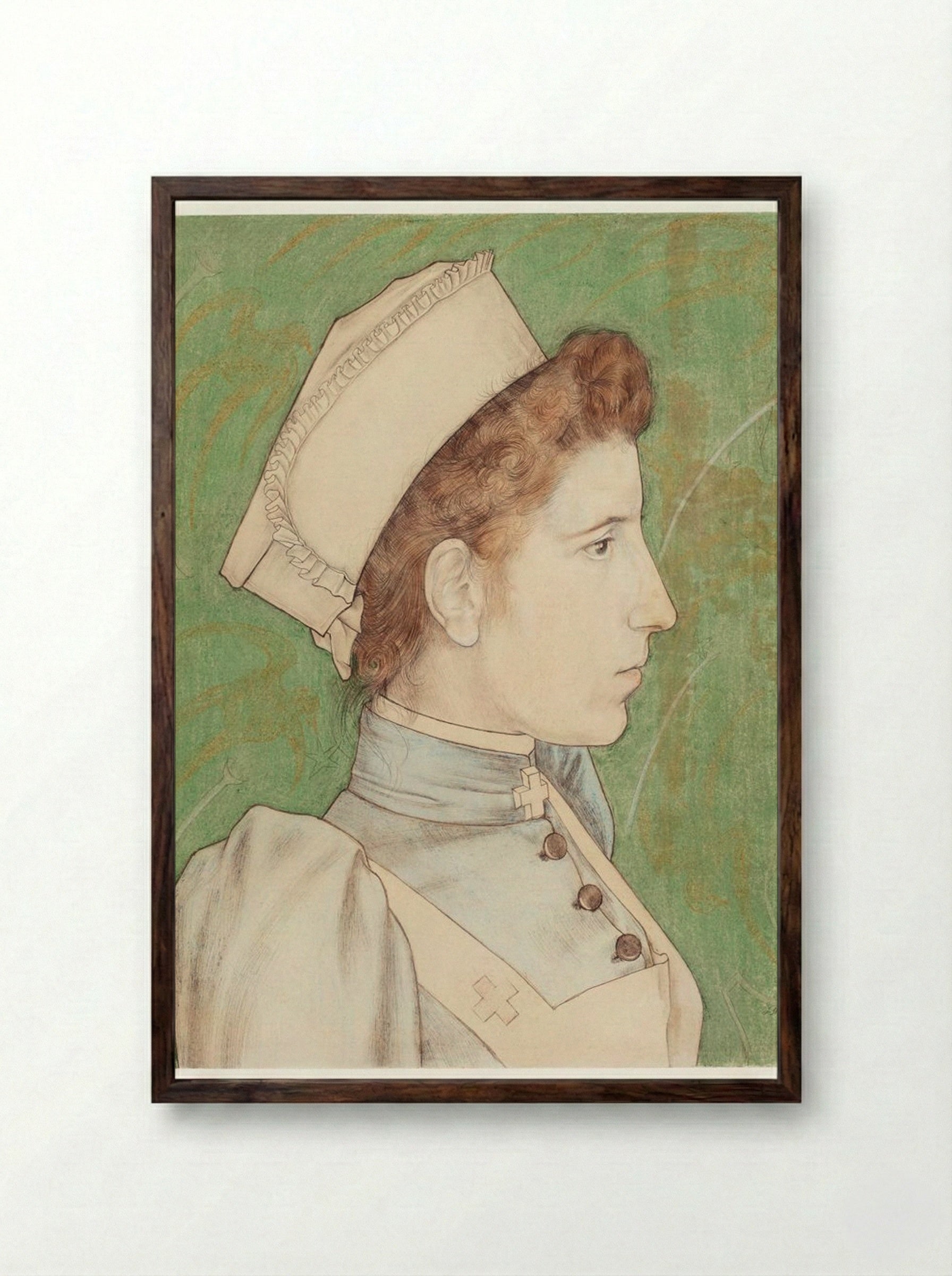 Portrait of Nurse Nelly - Jan Toorop - Framed Print Dark Wood
