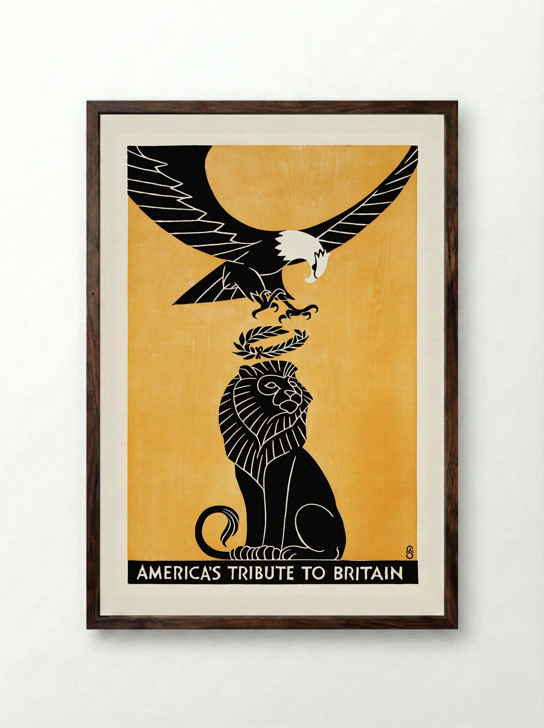 America's Tribute to Britain - Fred G. Cooper - Framed Print Dark Wood