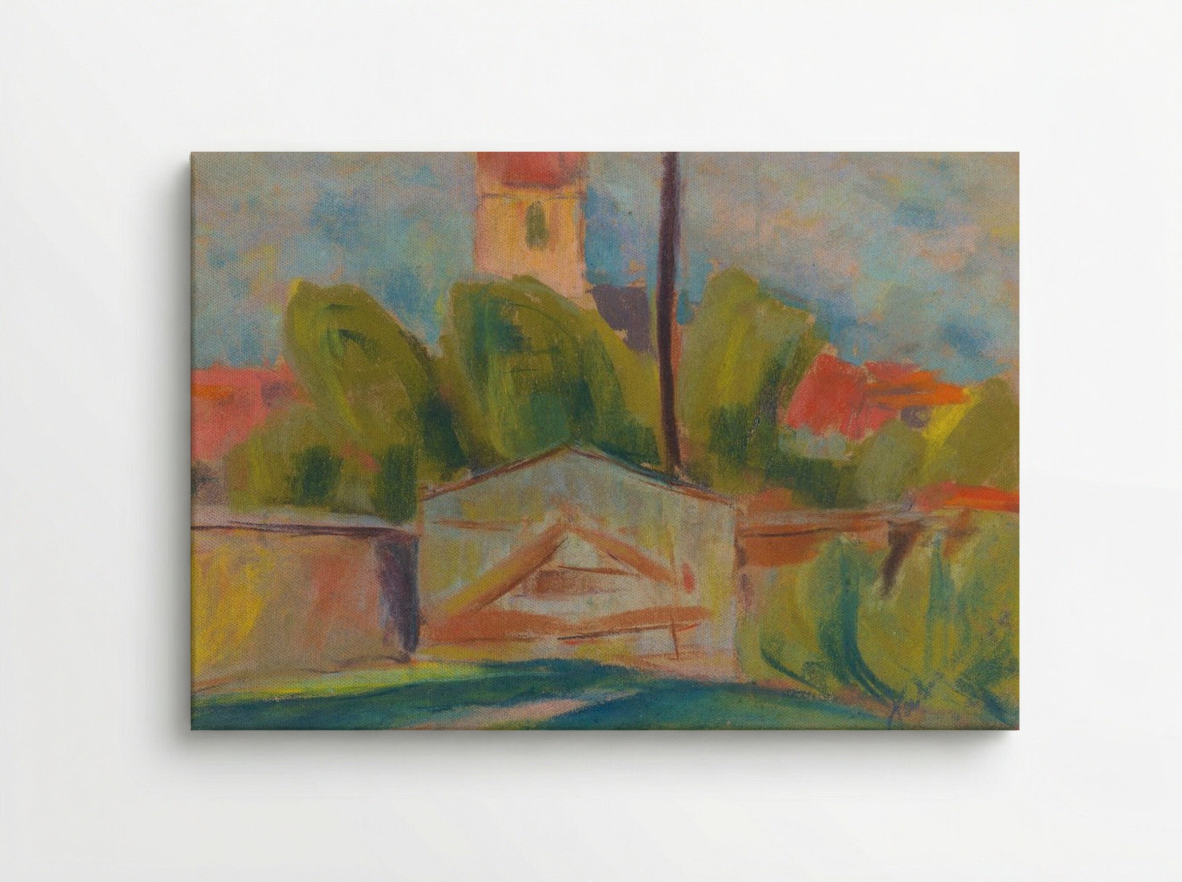 Village with a Church - Zolo Palugyay - Canvas
