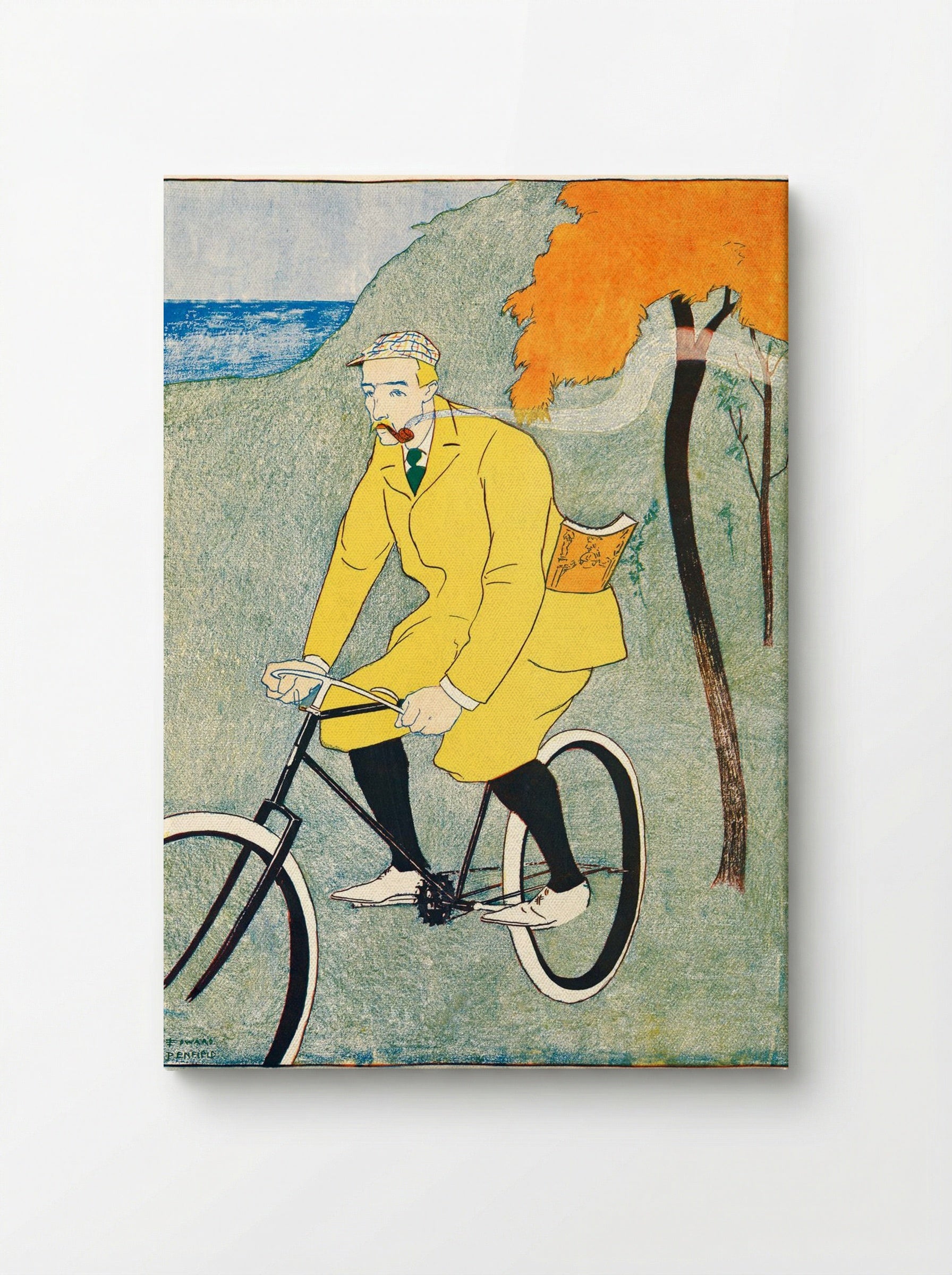 Man Riding Bicycle - Edward Penfield - Canvas