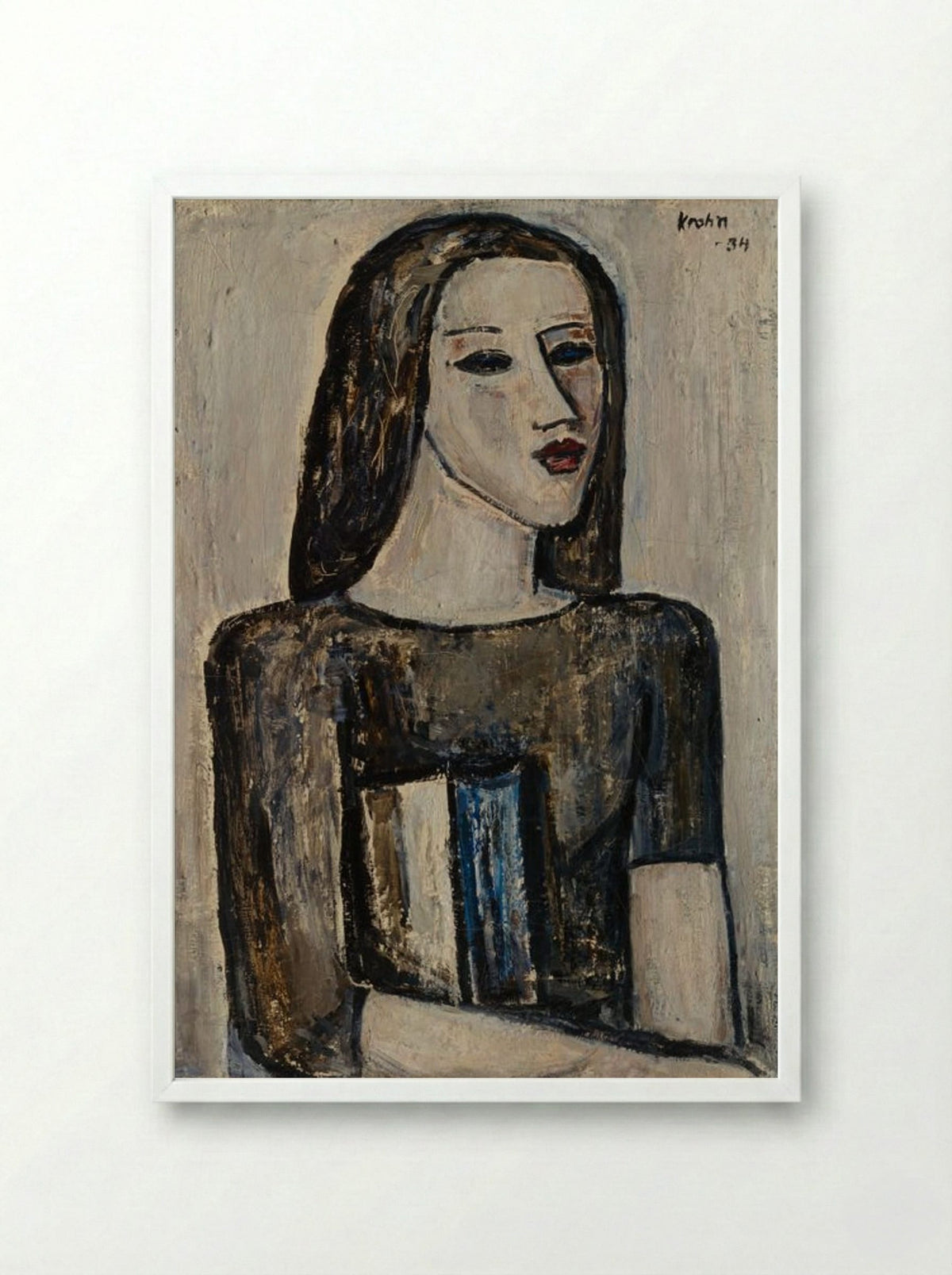 Schoolgirl - Ernst Krohn - Framed Print White
