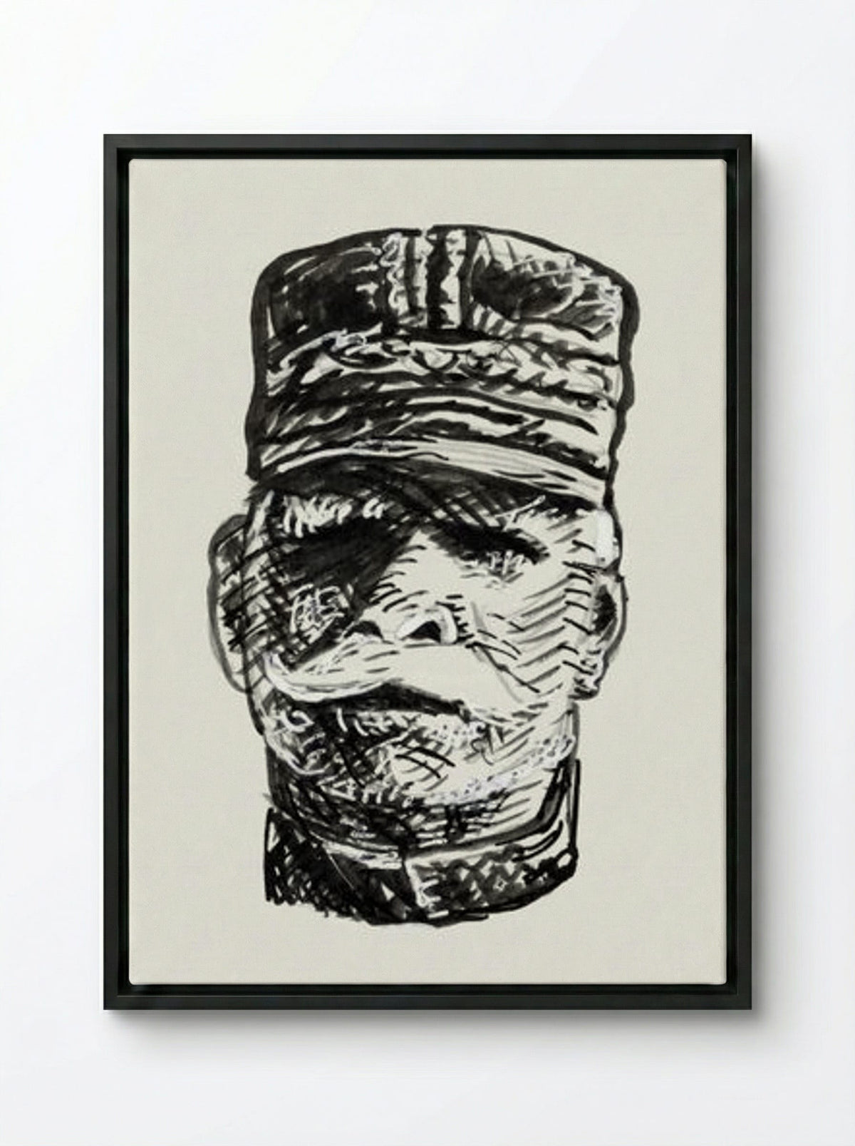 Portrait of General Joseph Jacques Césaire Joffre - Leo Gestel - Framed Canvas Black