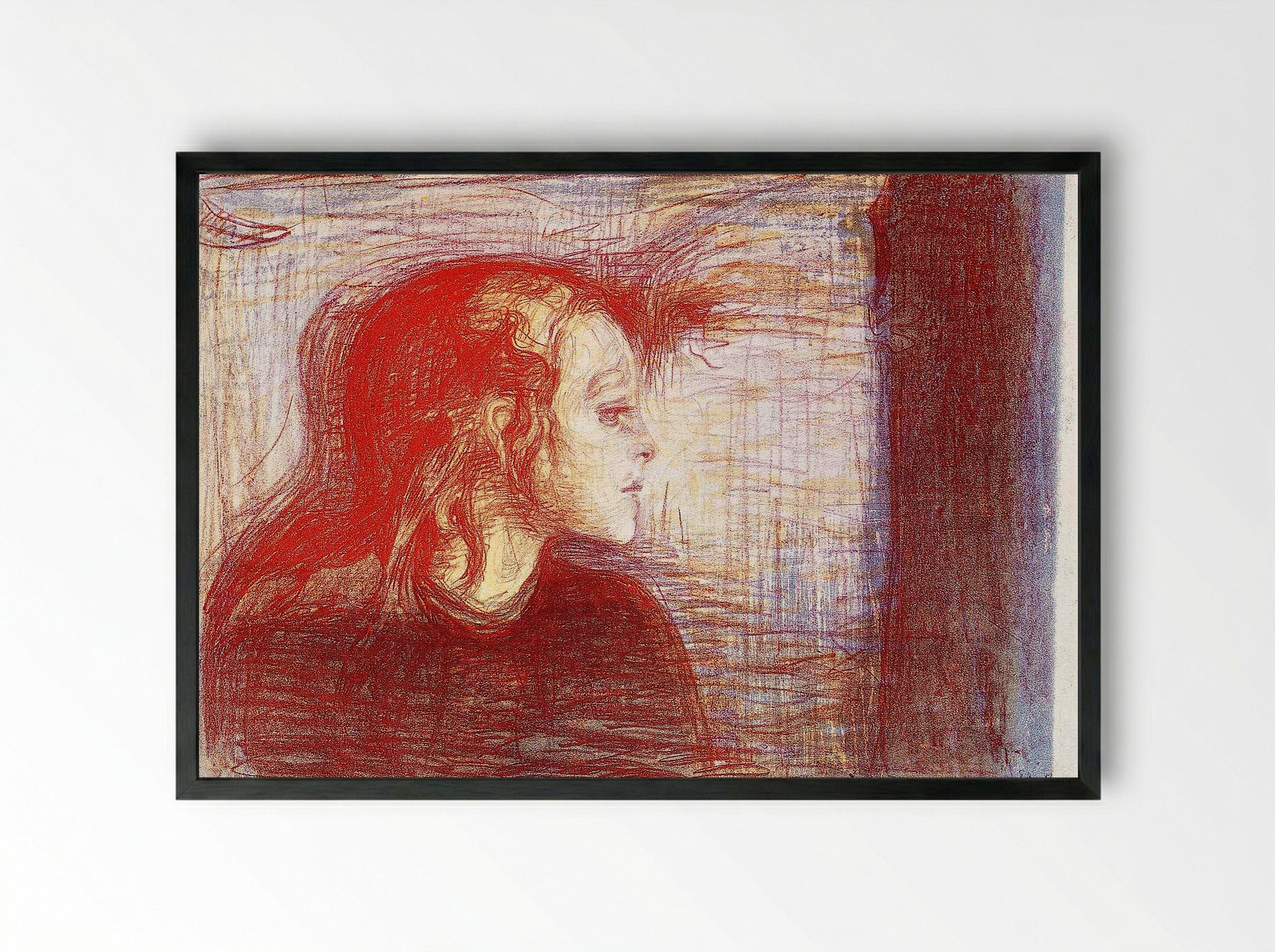 The Sick Child II - Edvard Munch - Framed Print Black