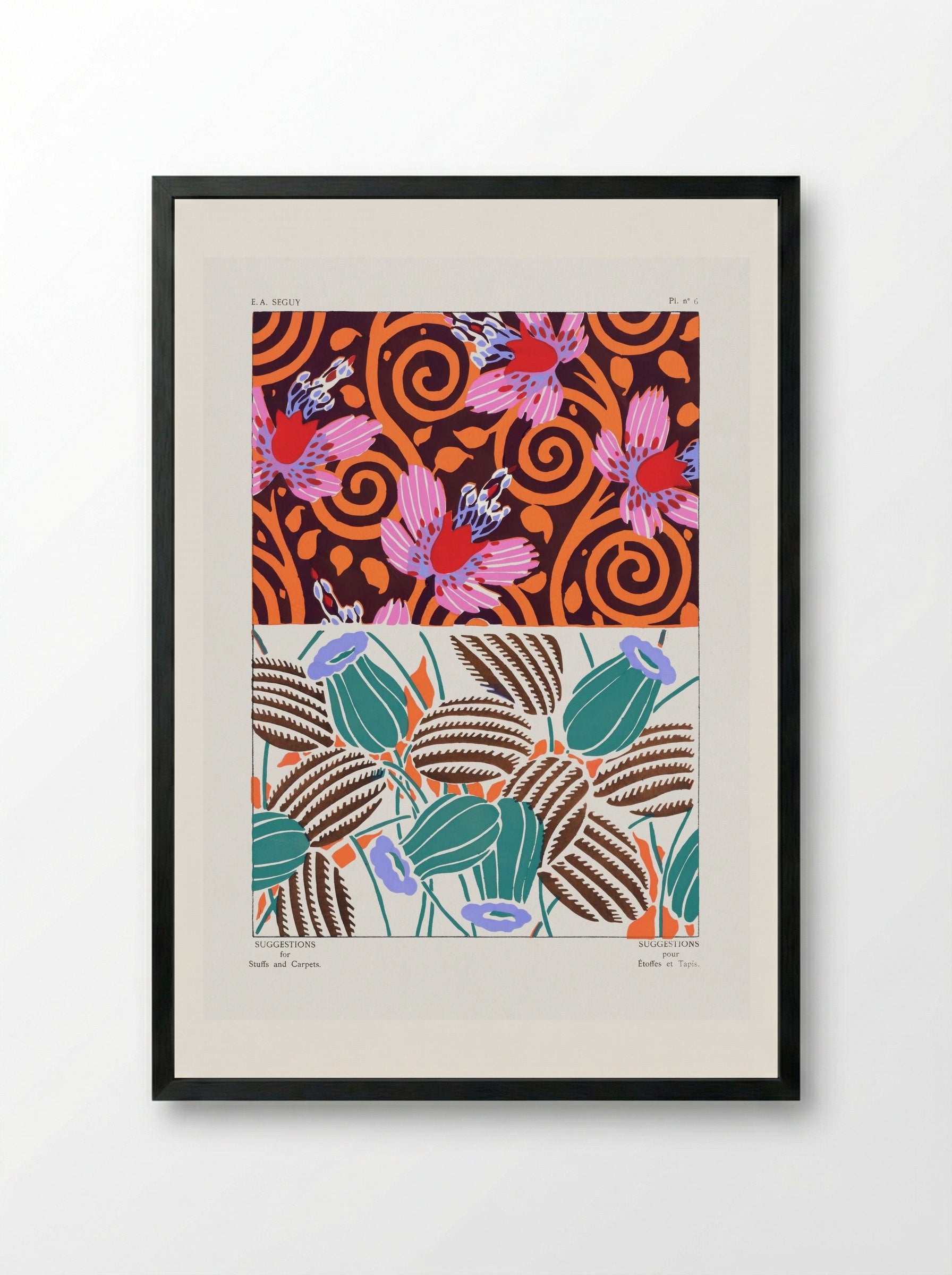 Suggestions for Stuffs and Carpets, Plate 6 - Émile-Allain Séguy - Framed Print Black