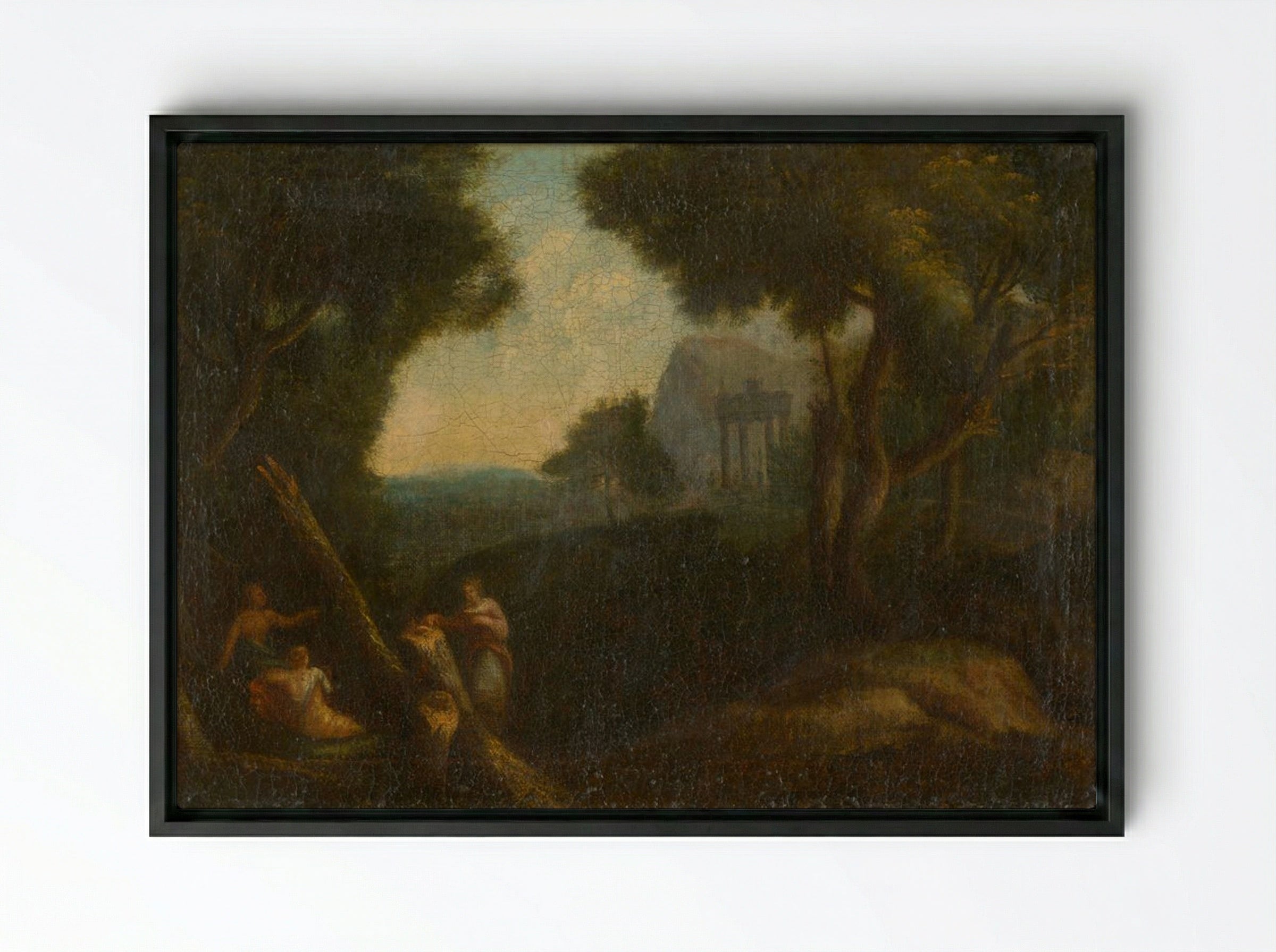 Nymphs in the Woods - Nicolas Poussin - Framed Canvas Black