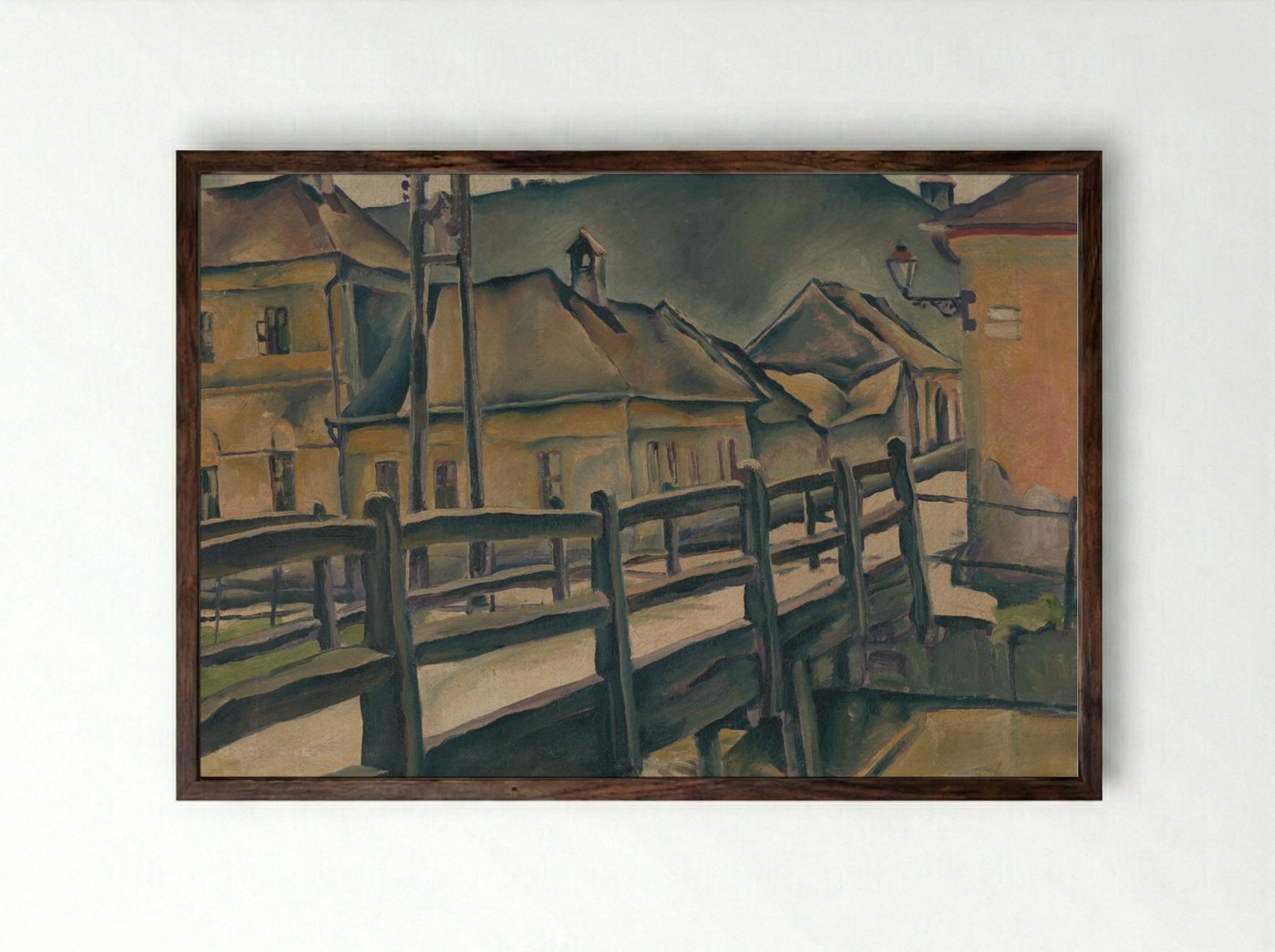 Garbiarska Street in Košice - Konštantín Bauer - Framed Print Dark Wood