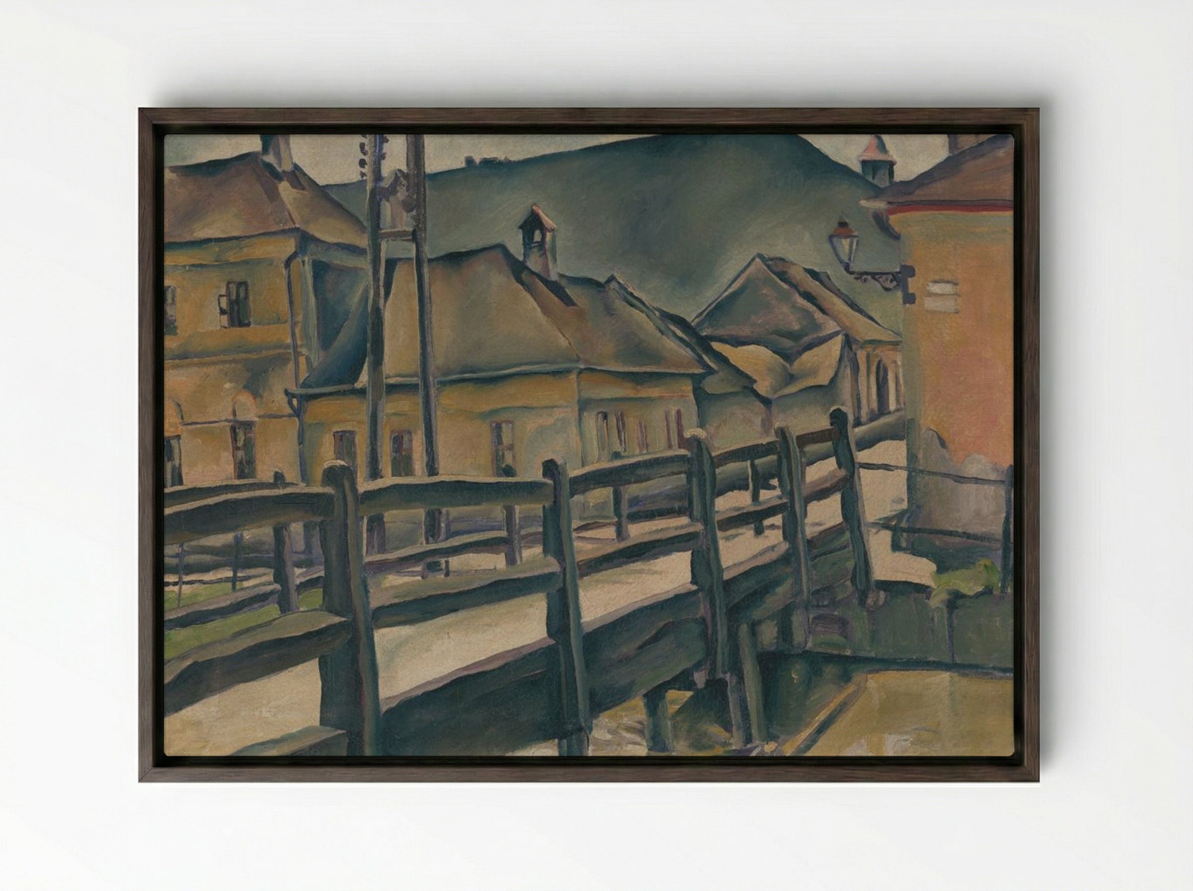 Garbiarska Street in Košice - Konštantín Bauer - Framed Canvas Dark Wood
