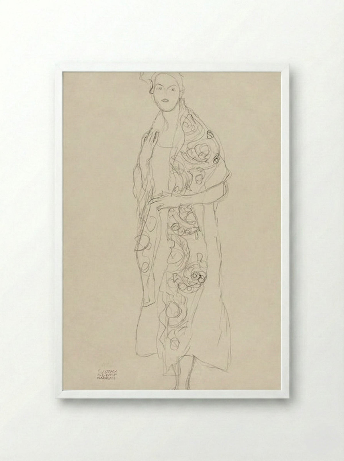 Portrait of a Woman - Gustav Klimt - Framed Print White