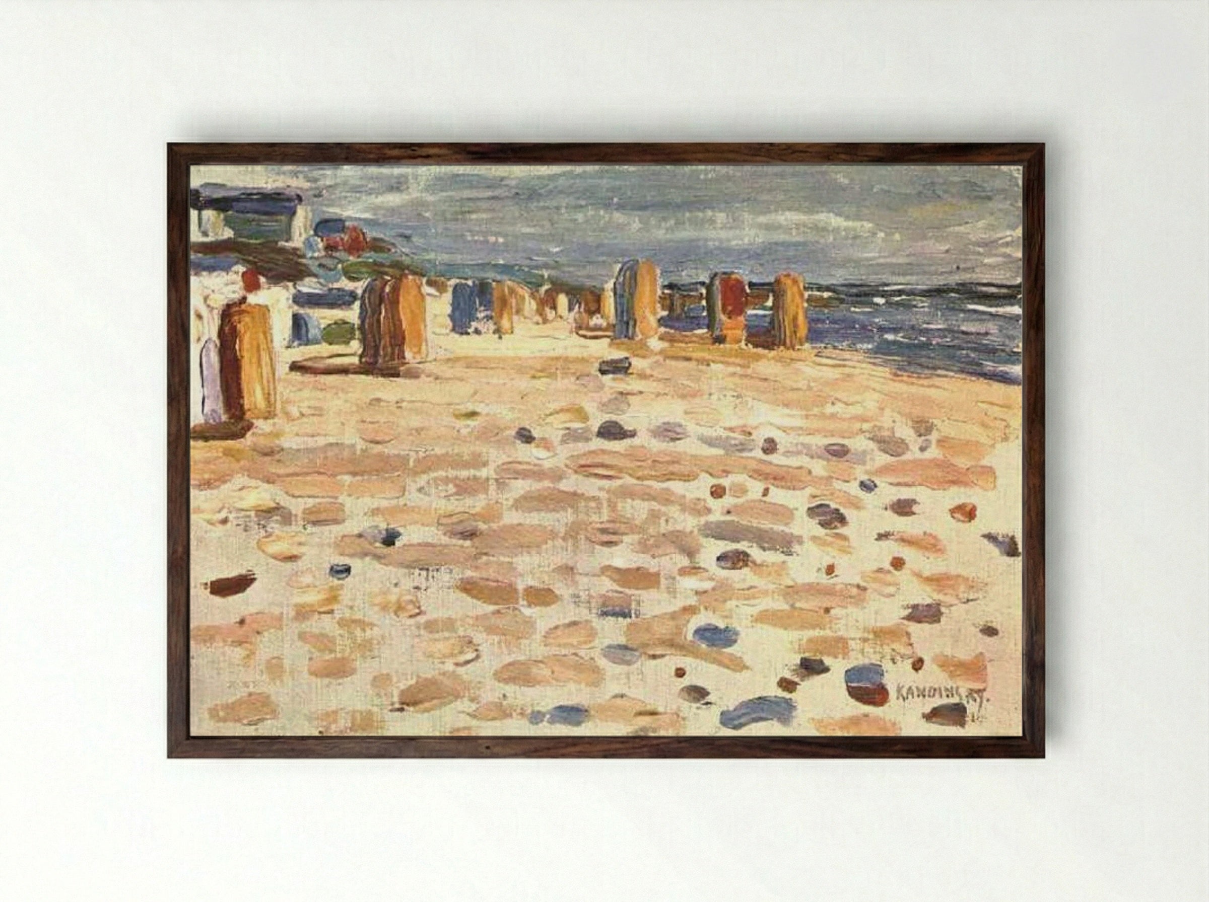Beach Baskets in Holland - Wassily Kandinsky - Framed Print Dark Wood