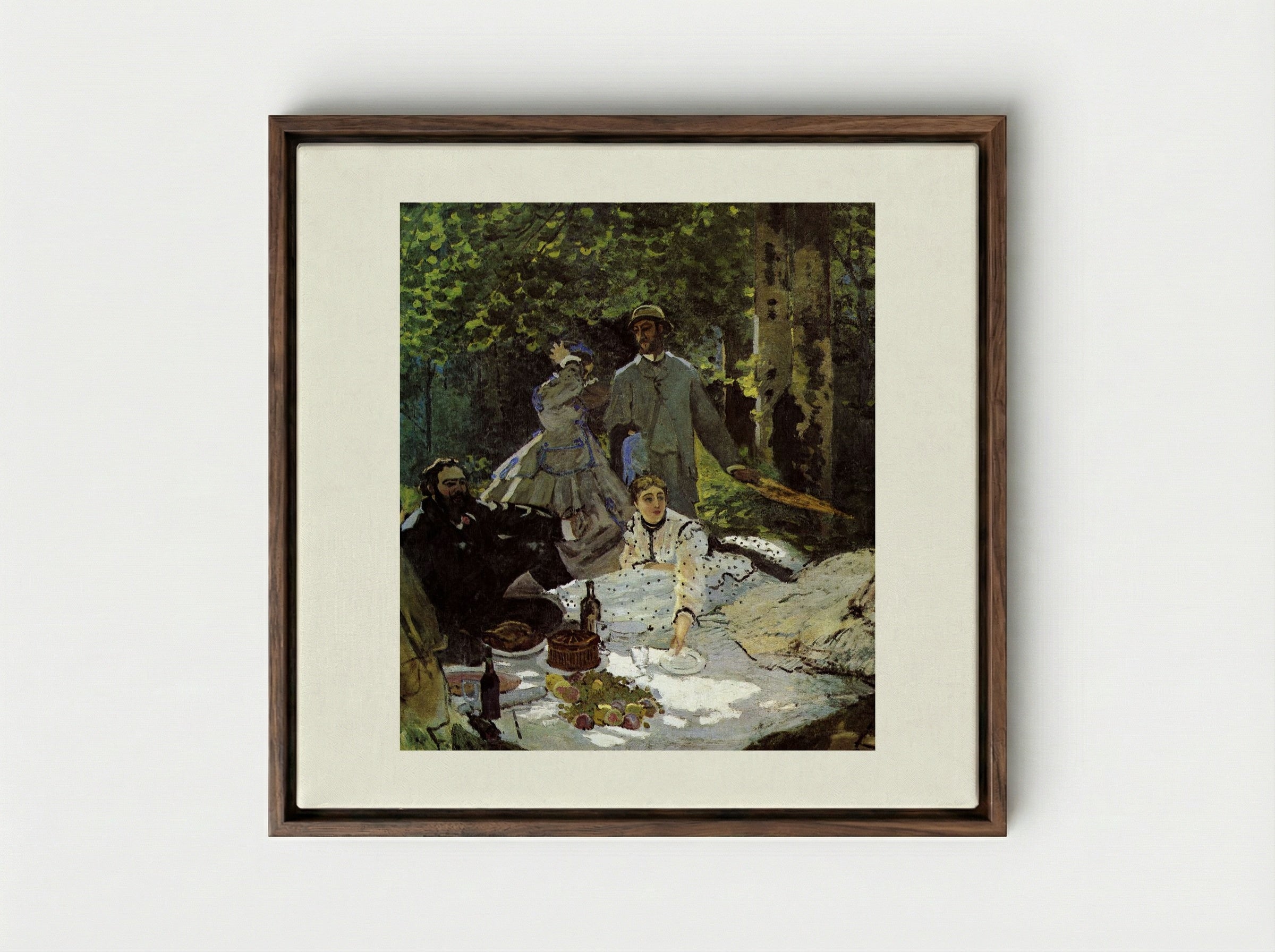 Le Déjeuner sur l'herbe - Claude Monet - Framed Canvas Dark Wood