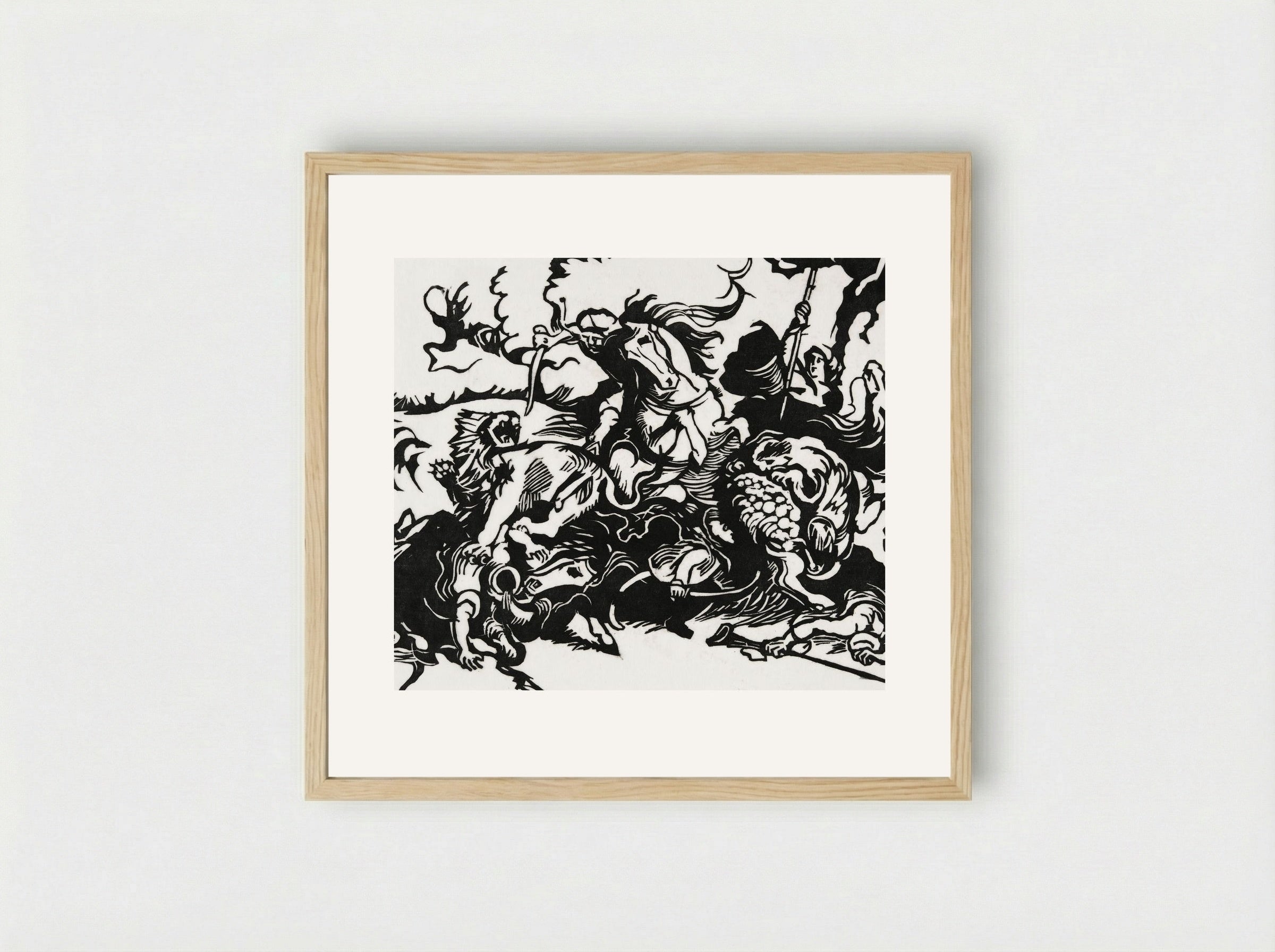 Lion Hunt - Franz Marc - Framed Print Wood