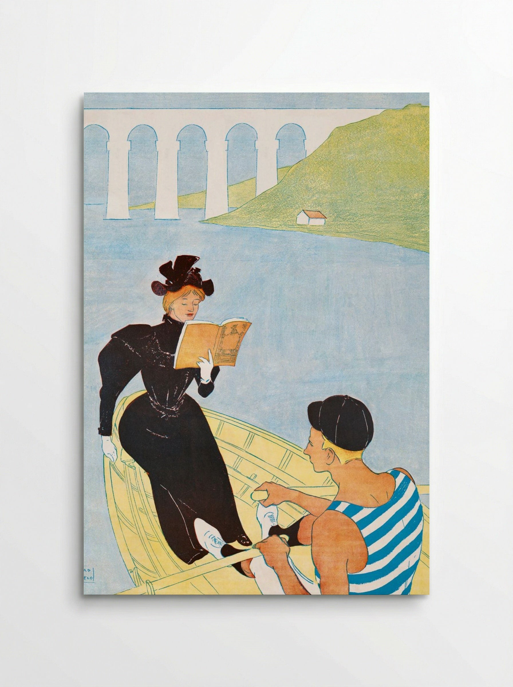 Woman Reading in a Row Boat - Edward Penfield - Poster