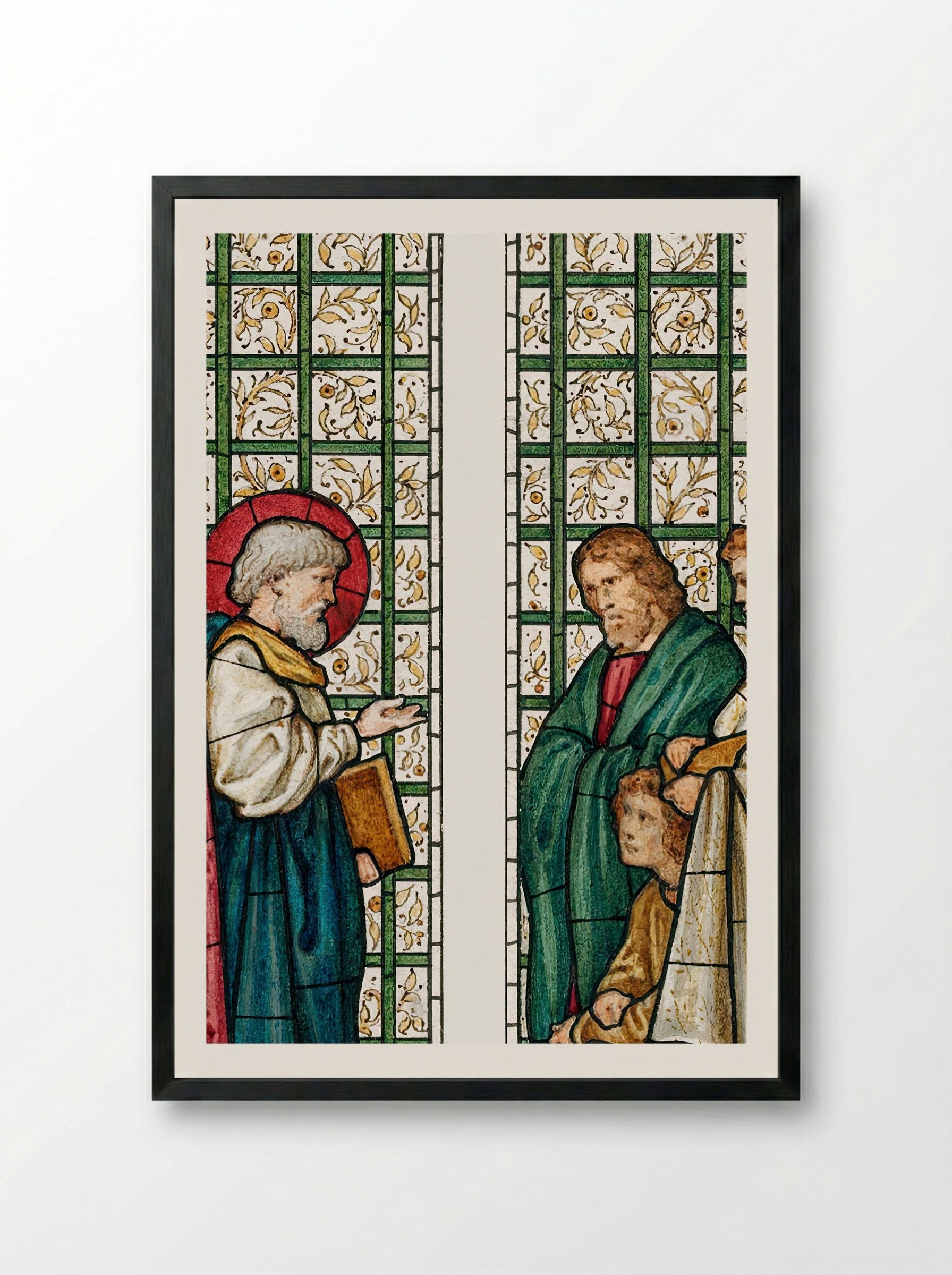 Design for Stained Glass Window, St. Paul's Church, Boston, MA - Edward Burne-Jones - Framed Print Black