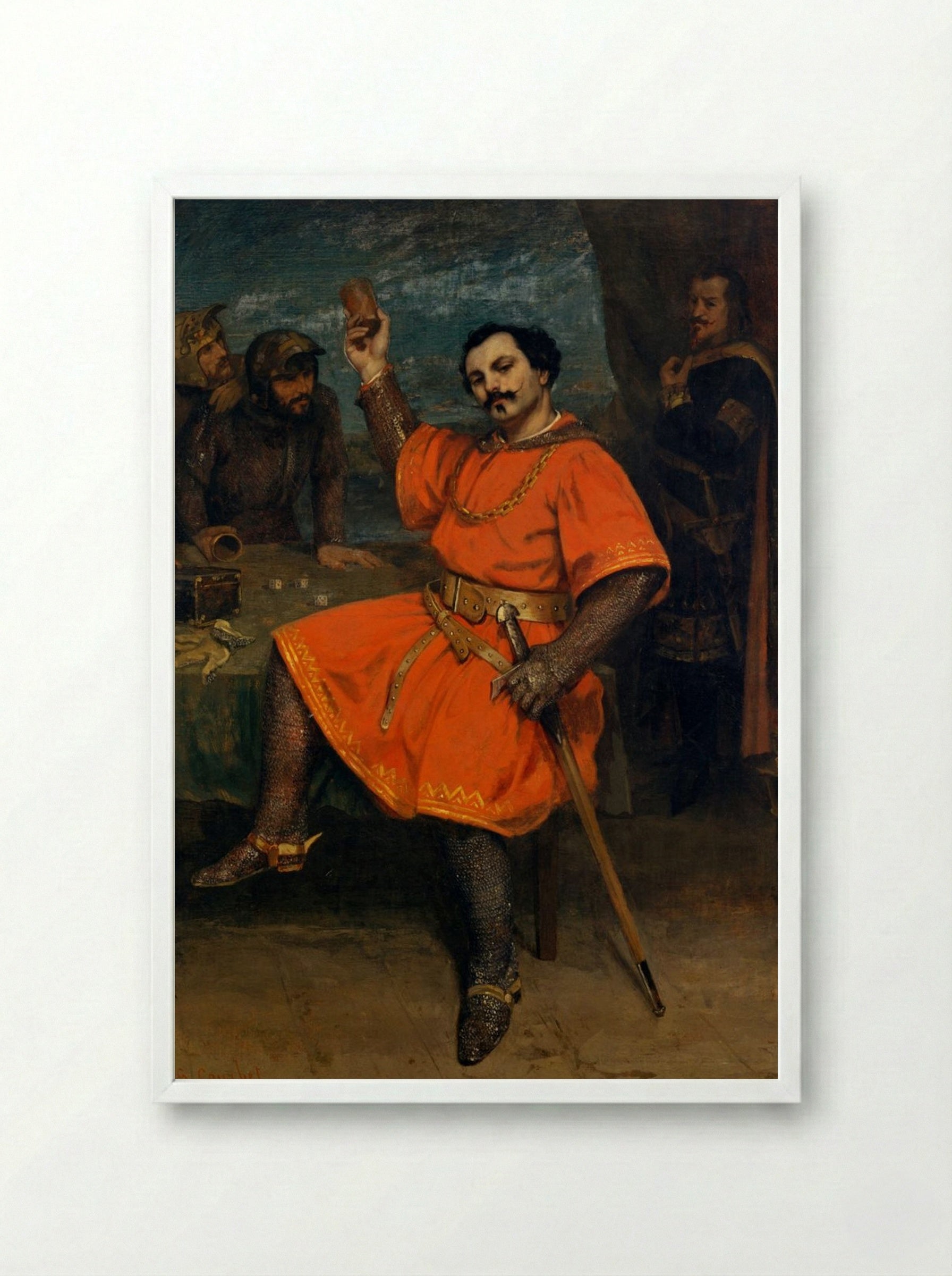 Portrait of Louis Guéymard as Robert le Diable - Gustave Courbet - Framed Print White