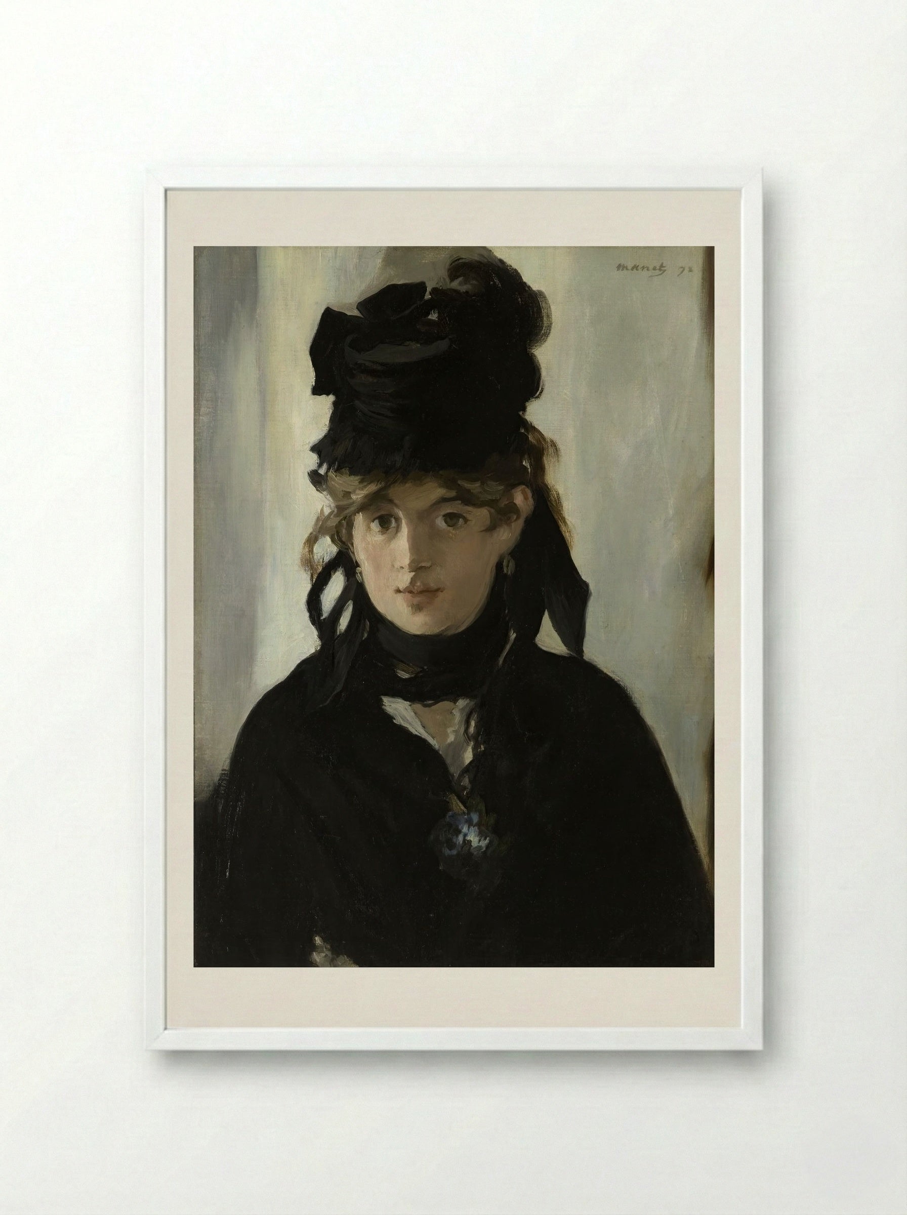 Berthe Morisot With a Bouquet of Violets - Édouard Manet - Framed Print White