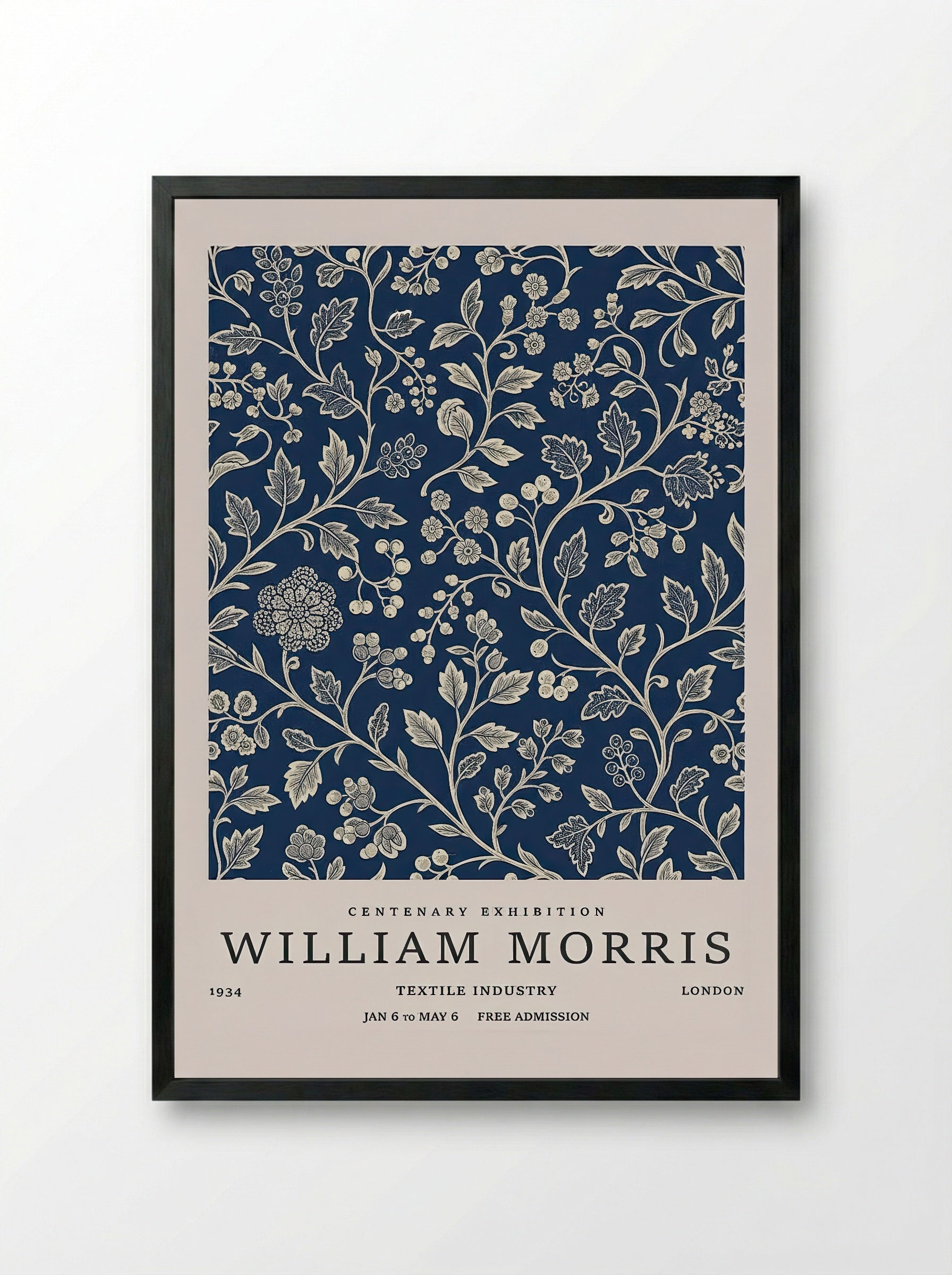 Botanical Vine Tapestry – William Morris Collection - Framed Print Black