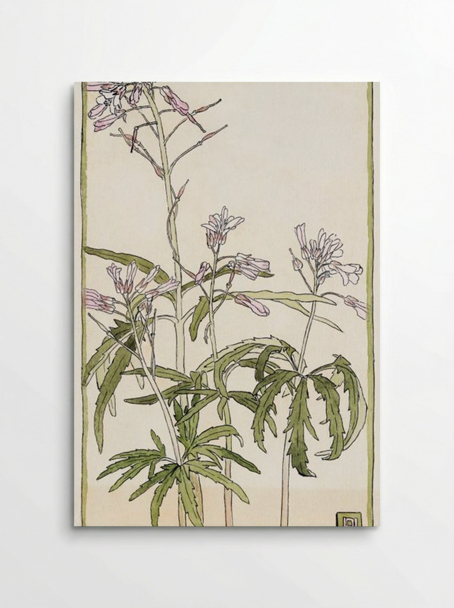 Pink Flowers with Spiky Green Leaves - Hannah Borger Overbeck - Poster