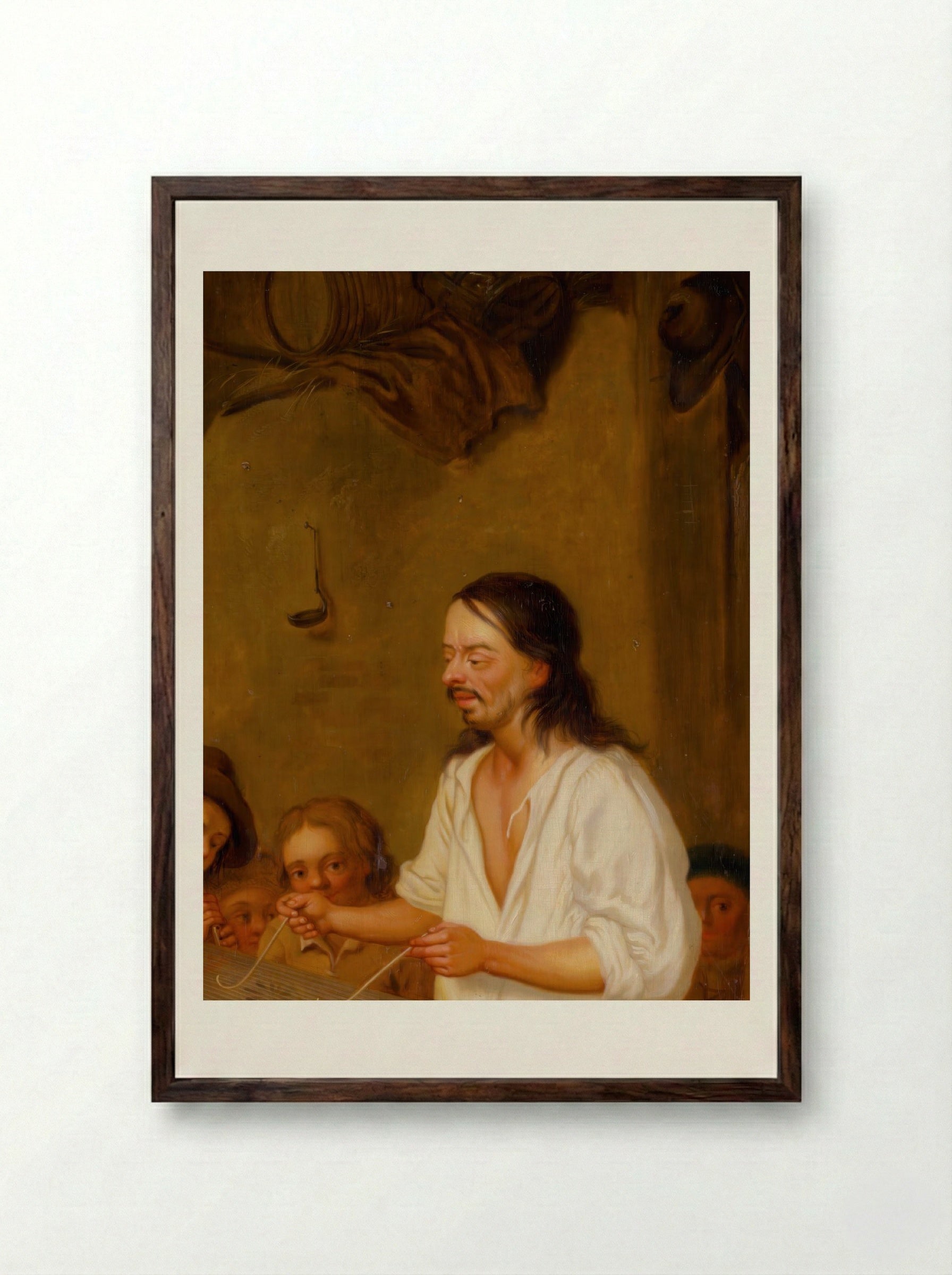 The Music Master - Jan Steen - Framed Print Dark Wood