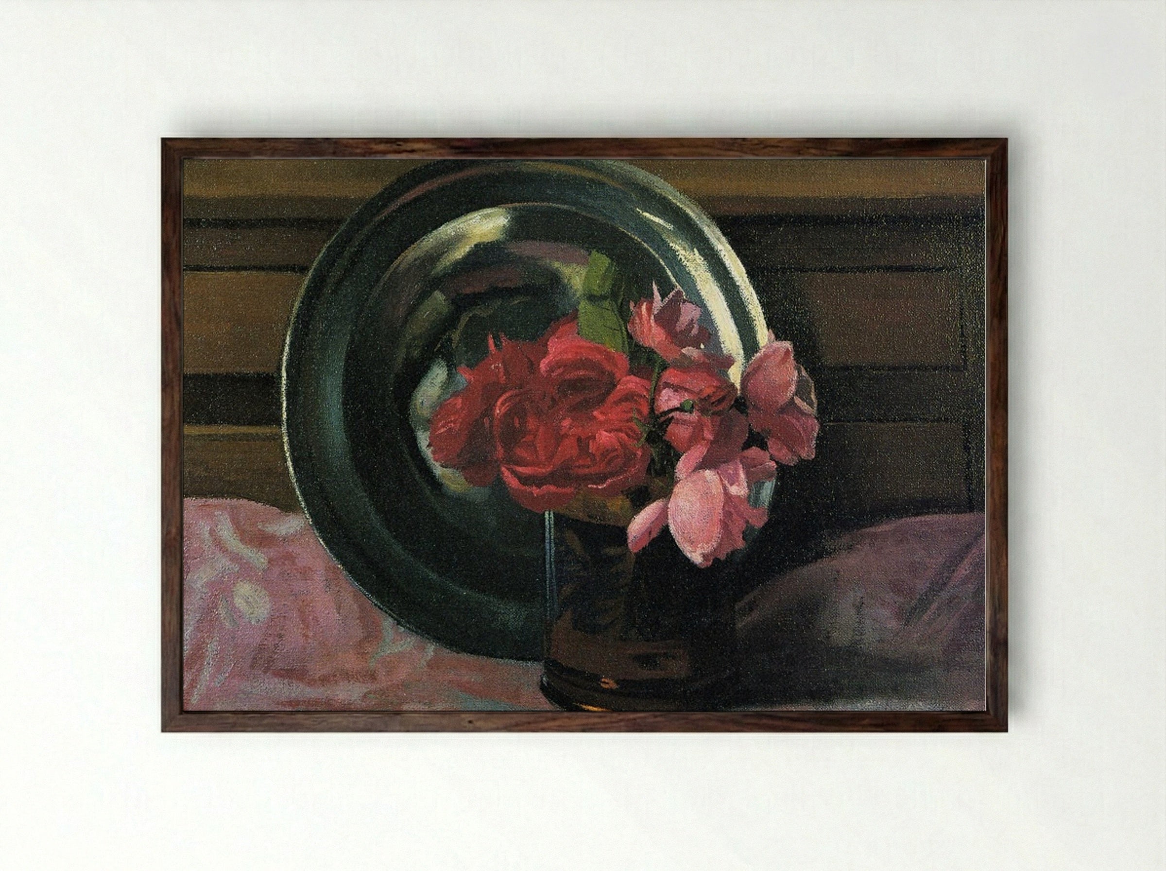 Still Life with Roses - Félix Vallotton - Framed Print Dark Wood