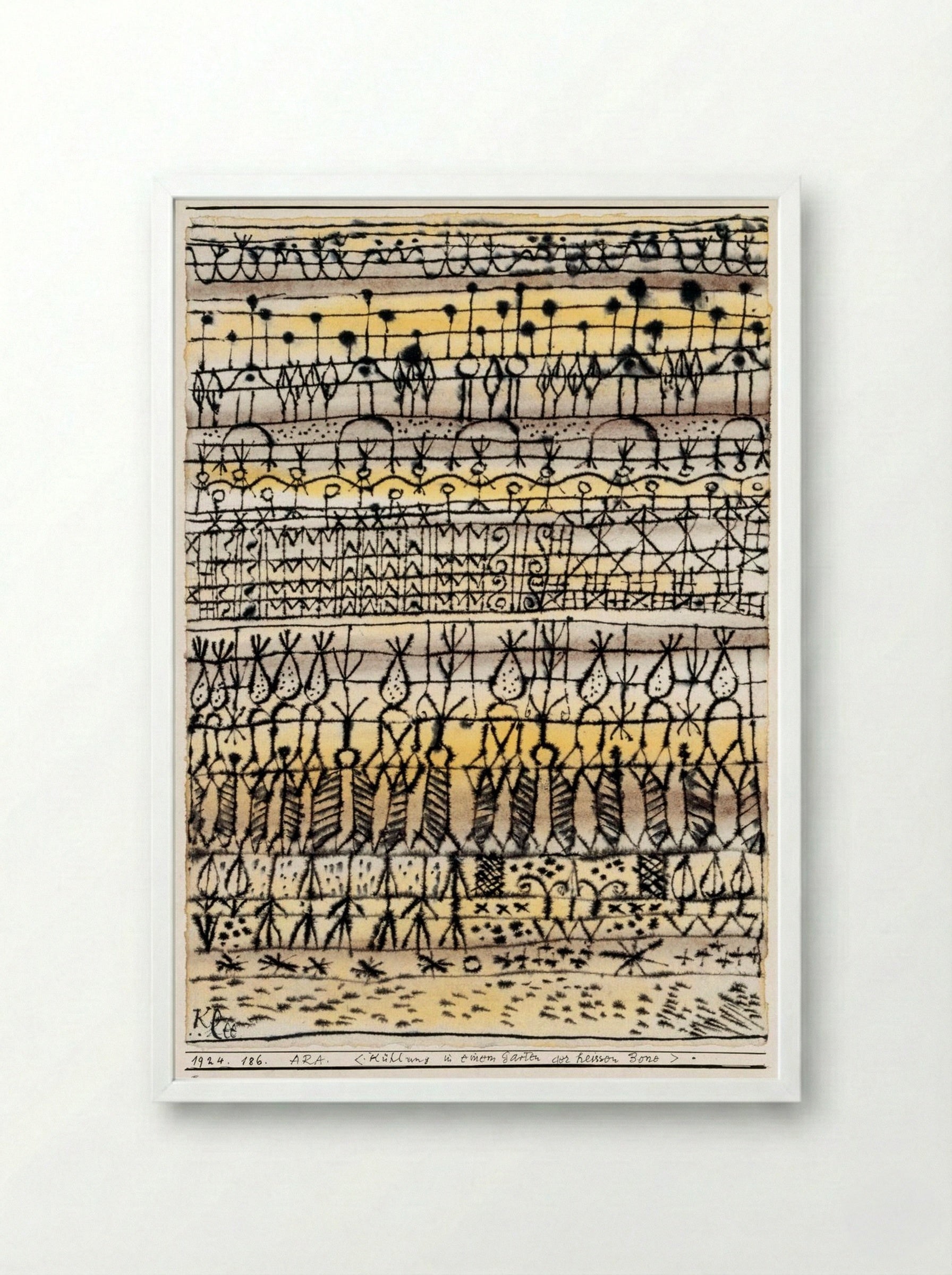 Cooling in a Hot Zone Garden - Paul Klee - Framed Print White