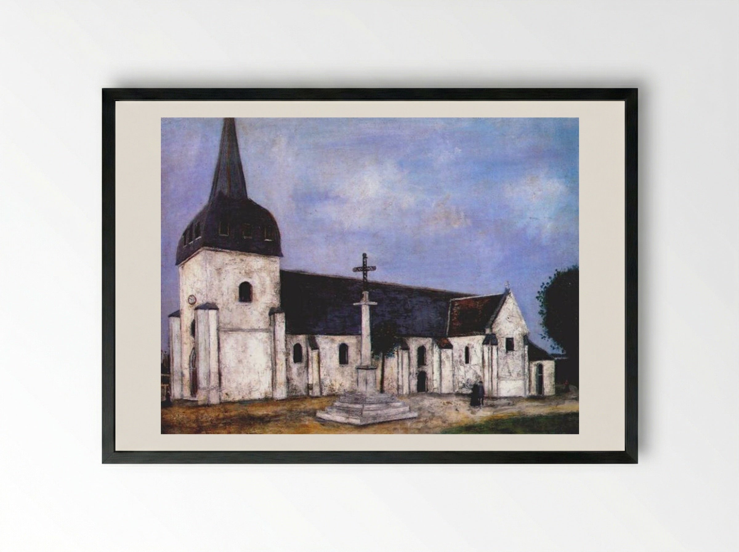 Church of St. Hilary - Maurice Utrillo - Framed Print Black