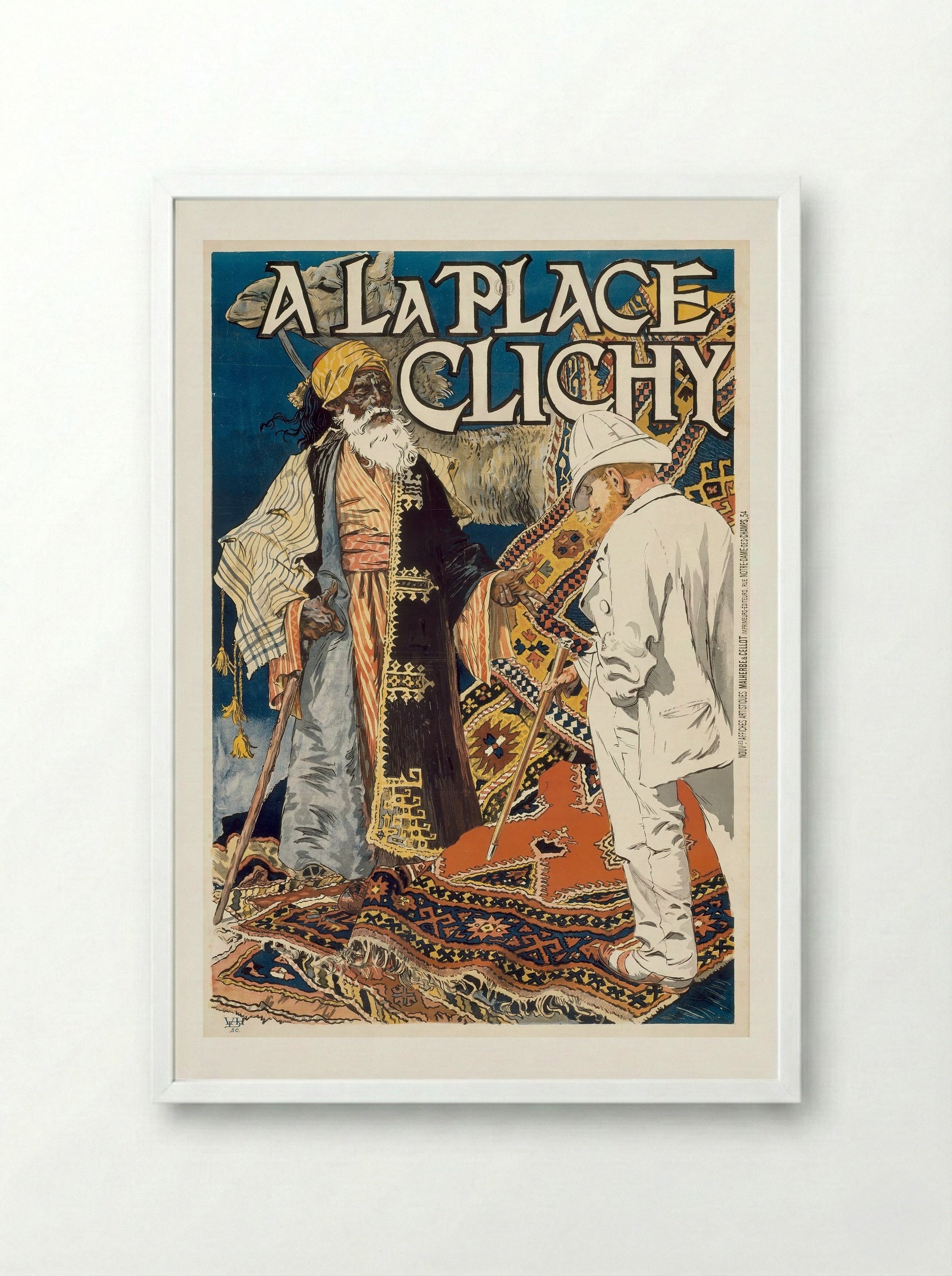 A la Place Clichy - Eugène Samuel Grasset - Framed Print White